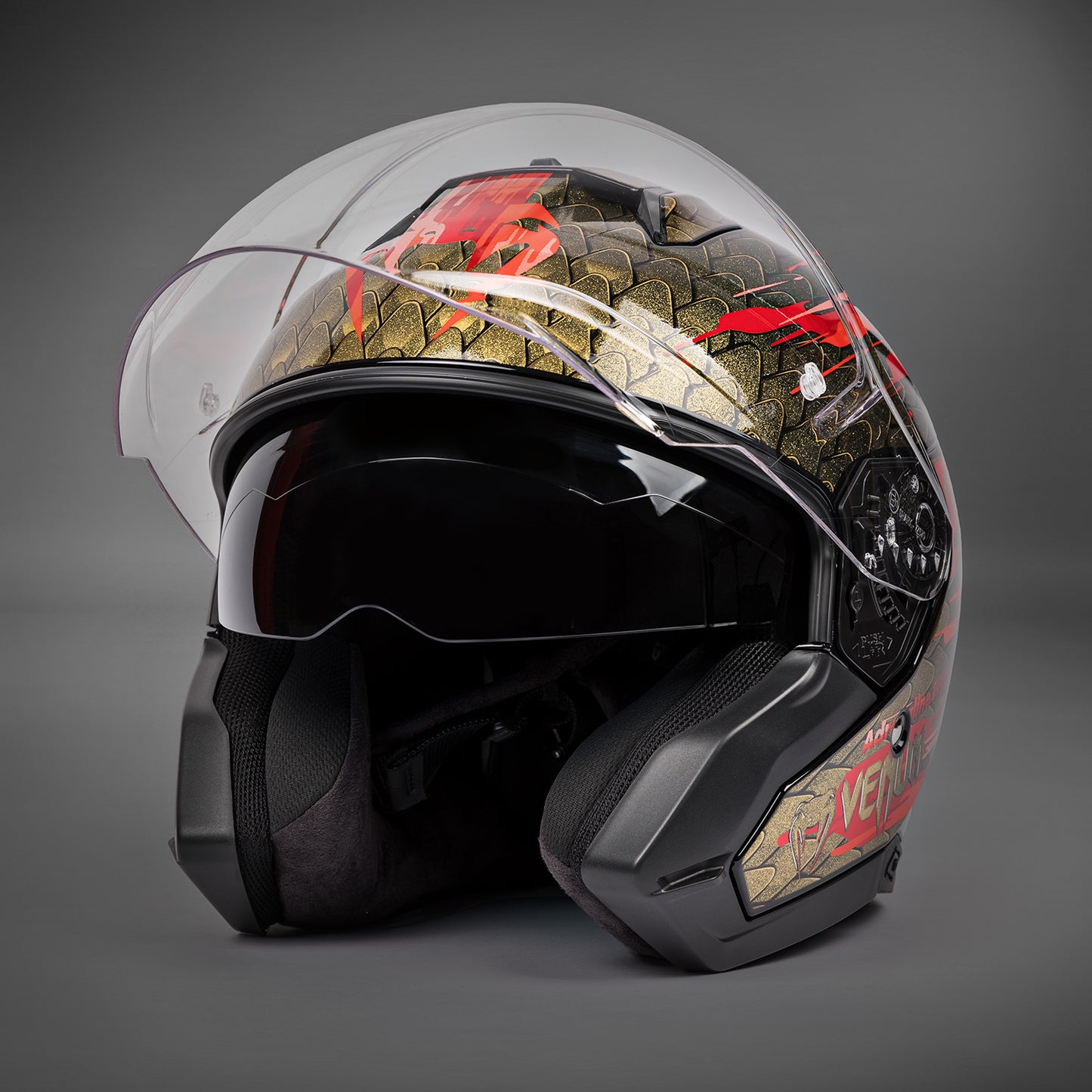 Venum x Shark Casco de moto SKWAL i3 JET - Rojo/Dorado