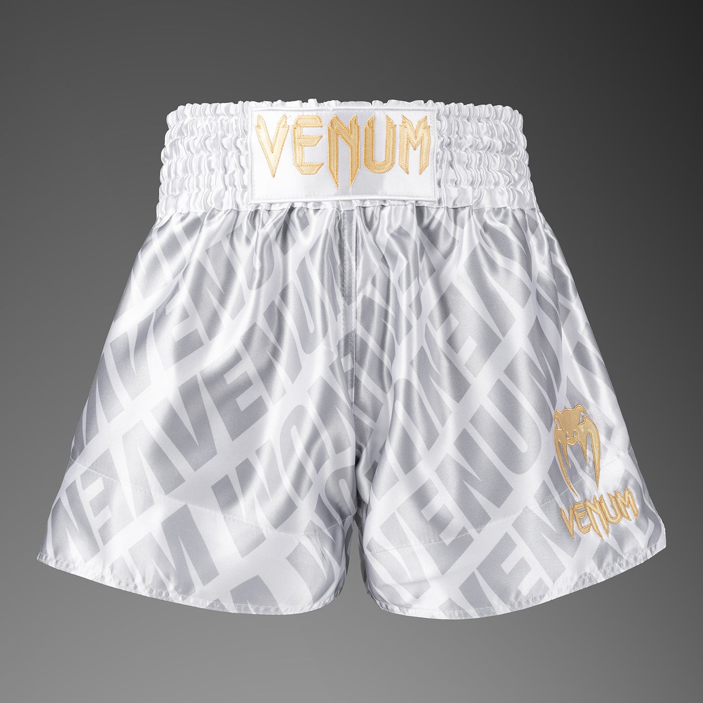 Venum Contender XT Pantalones Cortos Muay Thai – Blanco/Plata