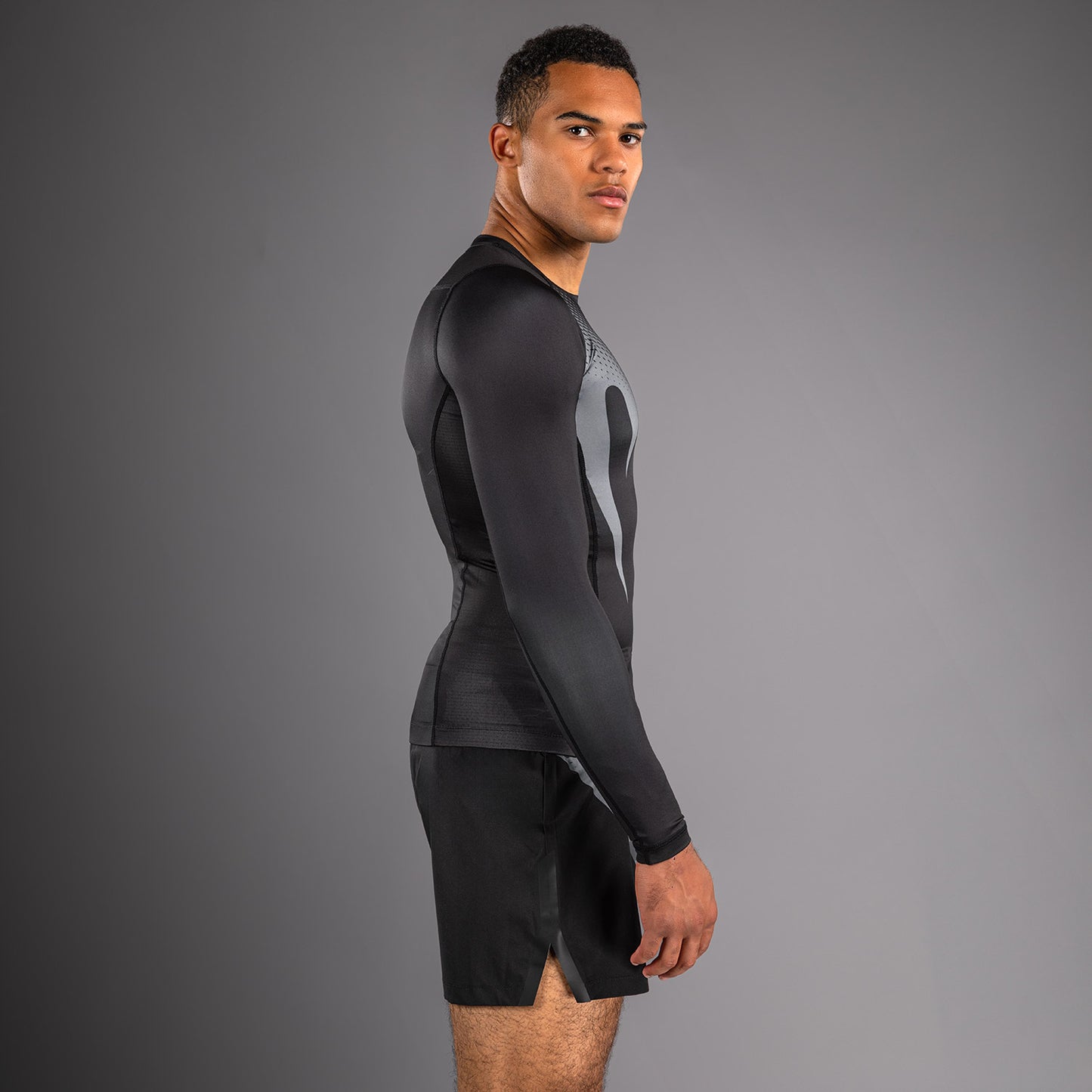 Venum No Gi Rashguards - Negro/Gris Plateado