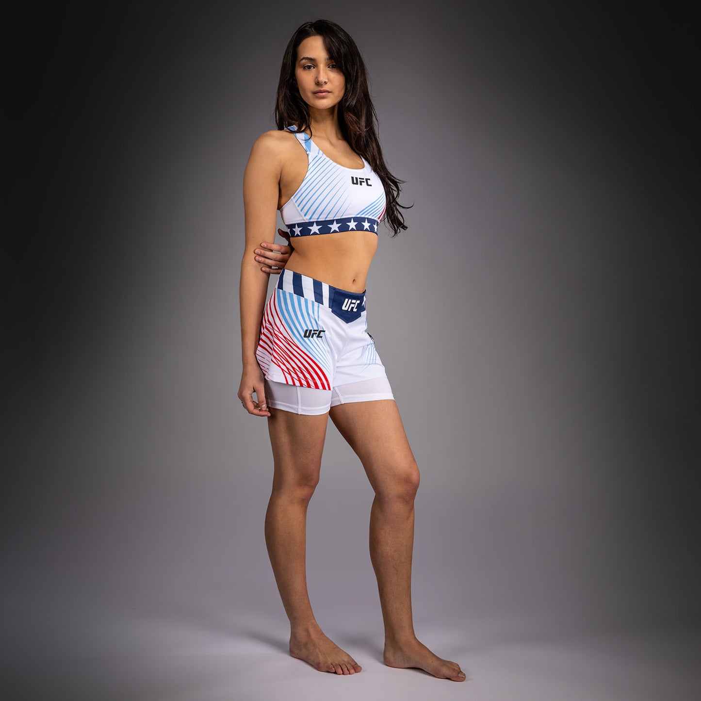 Official UFC Freedom 250 by Venum Authentic Fight Night Fight Shorts para mujer - Blanco