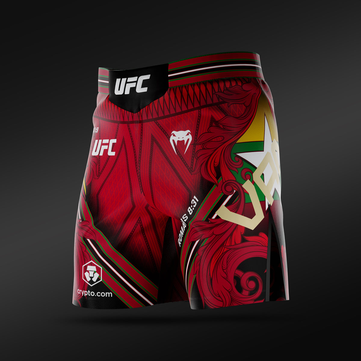 UFC Adrenaline Unrivaled by Venum Pantalón corto de lucha para hombre corte corto Josh Van - Rojo