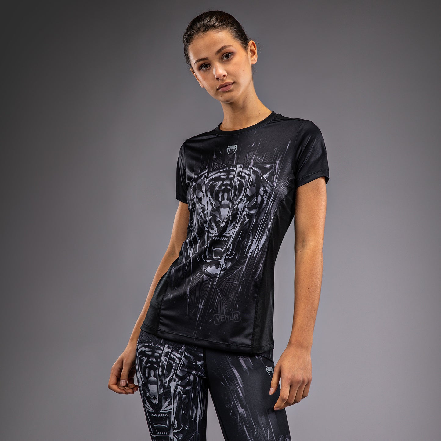 Venum Tiger Camiseta Dry-Tech para Mujer - Negro/Plata