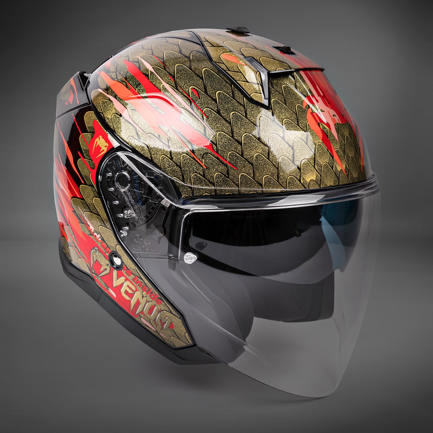 Venum x Shark Casco de moto SKWAL i3 JET - Rojo/Dorado