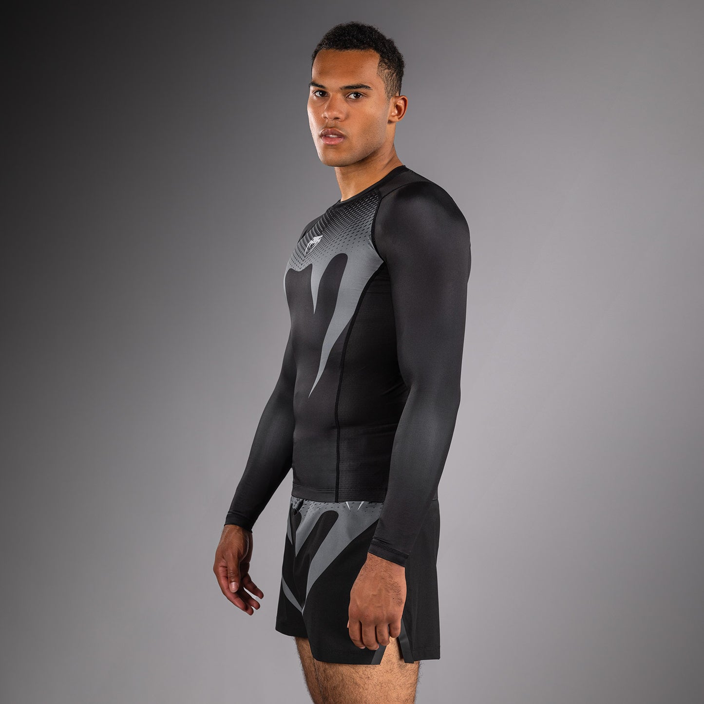 Venum No Gi Rashguards - Negro/Gris Plateado