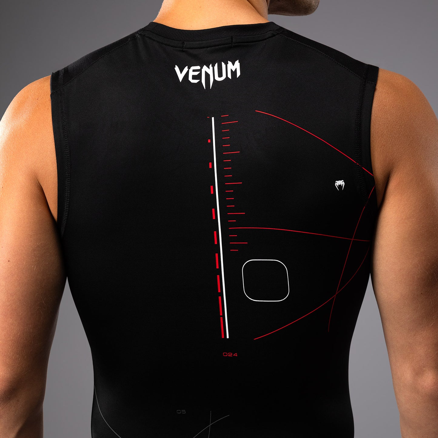 Venum Tactical XT Lycra sin mangas para hombre - Negro/Rojo fuego