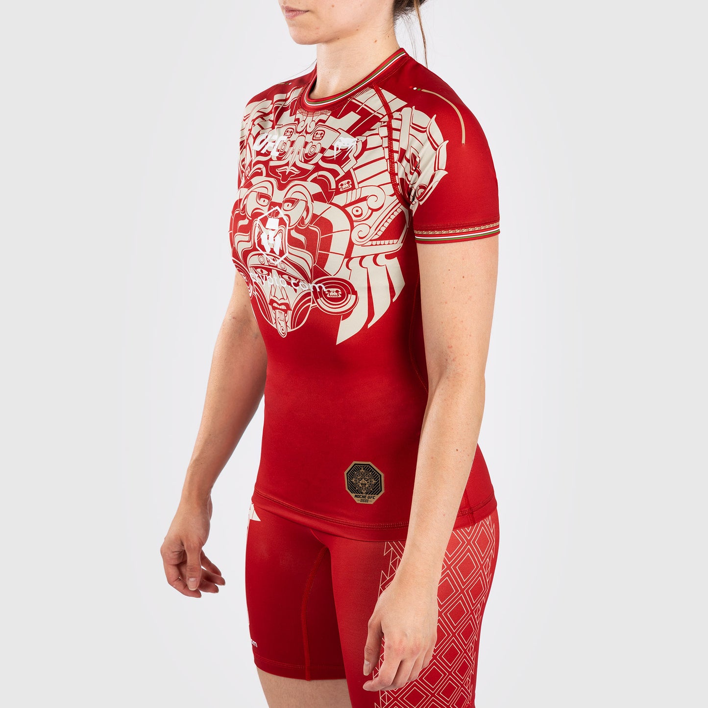 Noche UFC by Venum Authentic Fight Night Rashguard de manga corta para mujer - Rojo