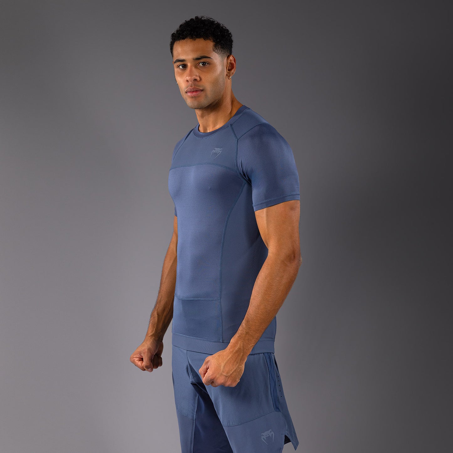 Venum G-Fit Air Rashguard de Manga Corta para Hombre - Azul Niebla