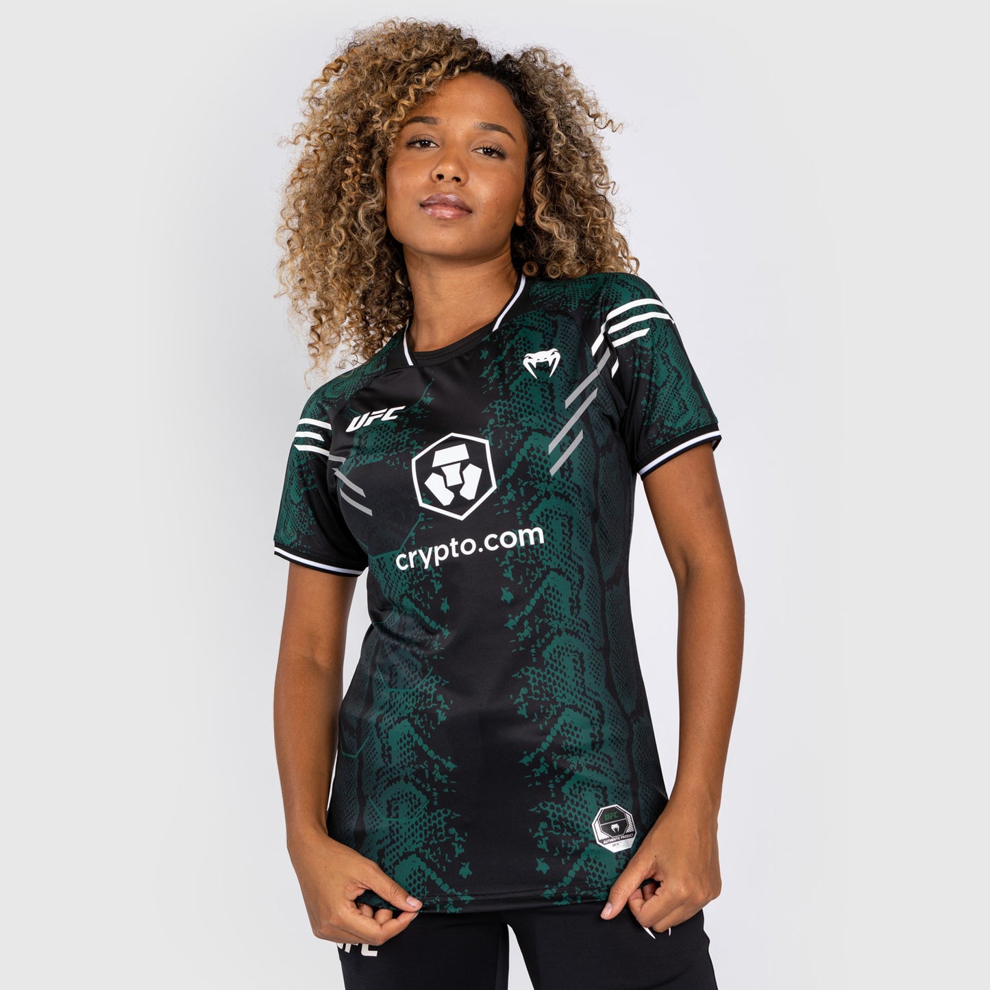 UFC Adrenaline by Venum Personalized Authentic Fight Night Maillot Walkout Mujer - Emerald Edition - Verde/Negro