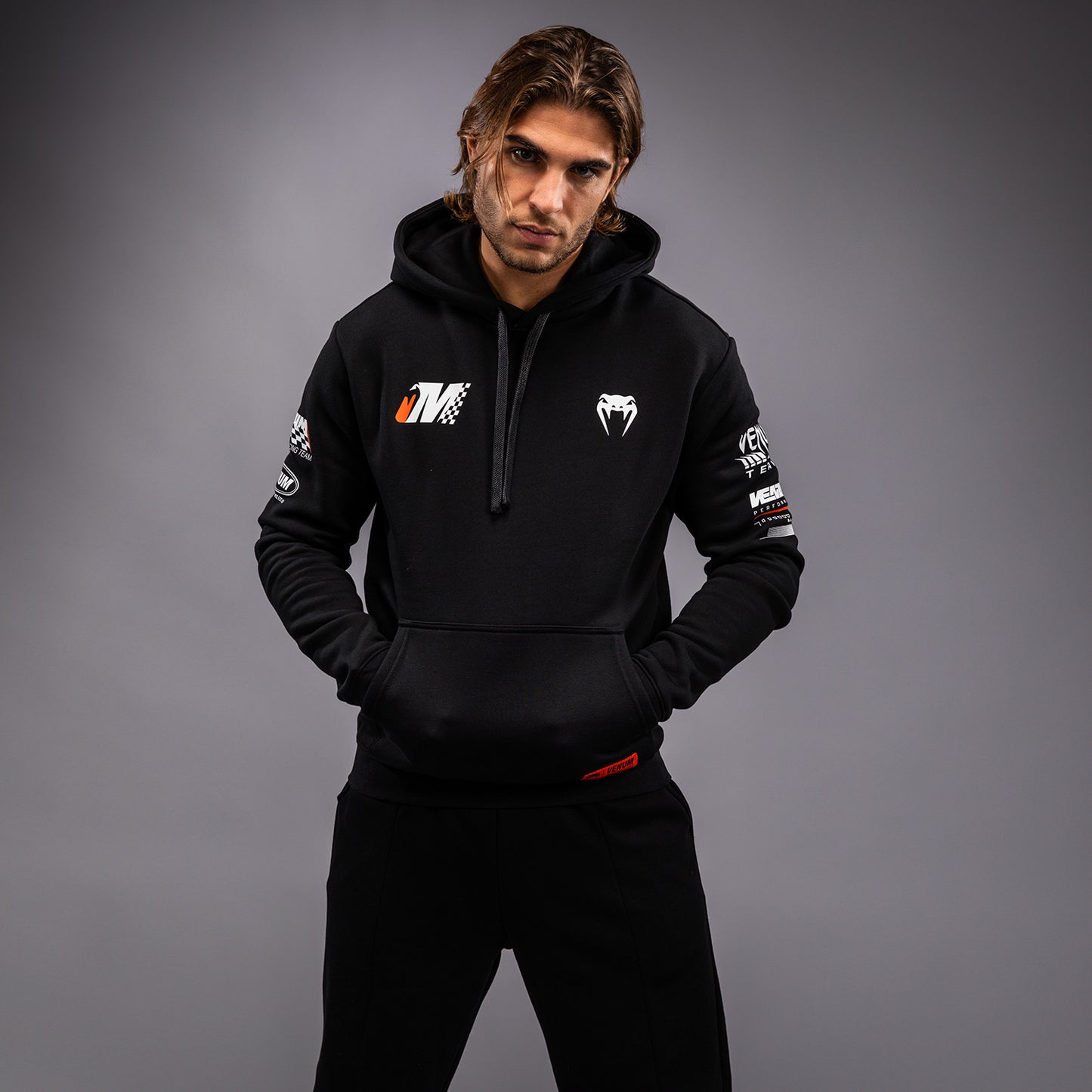 Venum Motorsport Sudadera con Capucha con Capucha - Negro Profundo