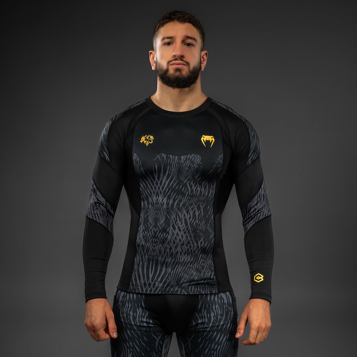 Venum x Chimaev Rashguard de Manga Larga  - Negro/Gris