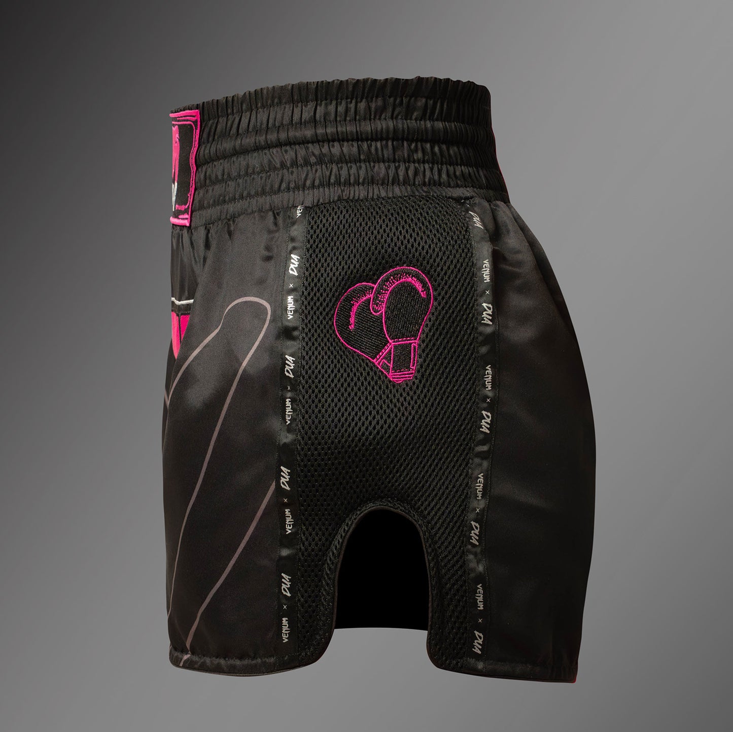 Venum x Dua Muay Thai Pantalones Cortos - Negro/Rosa Fucsia
