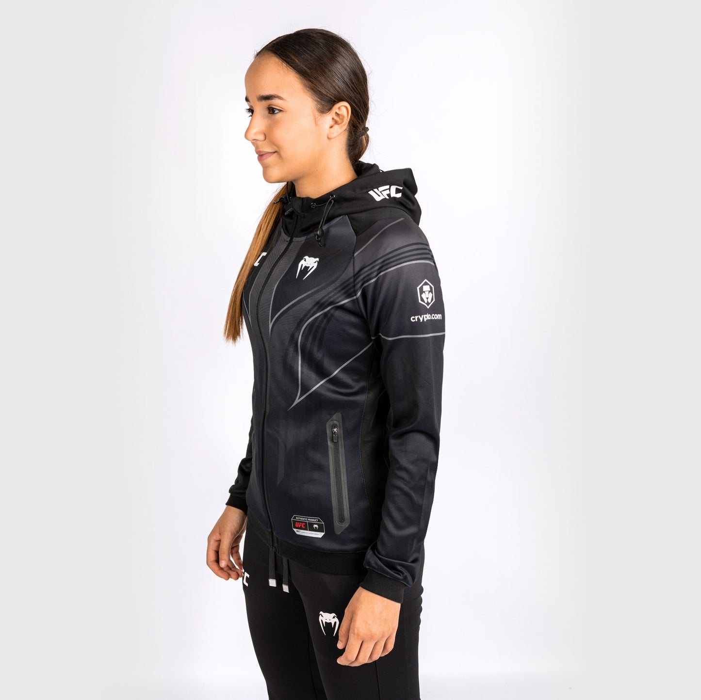 Sudadera con capucha personalizada UFC Venum Authentic Fight Night 2.0 para mujer - Negra