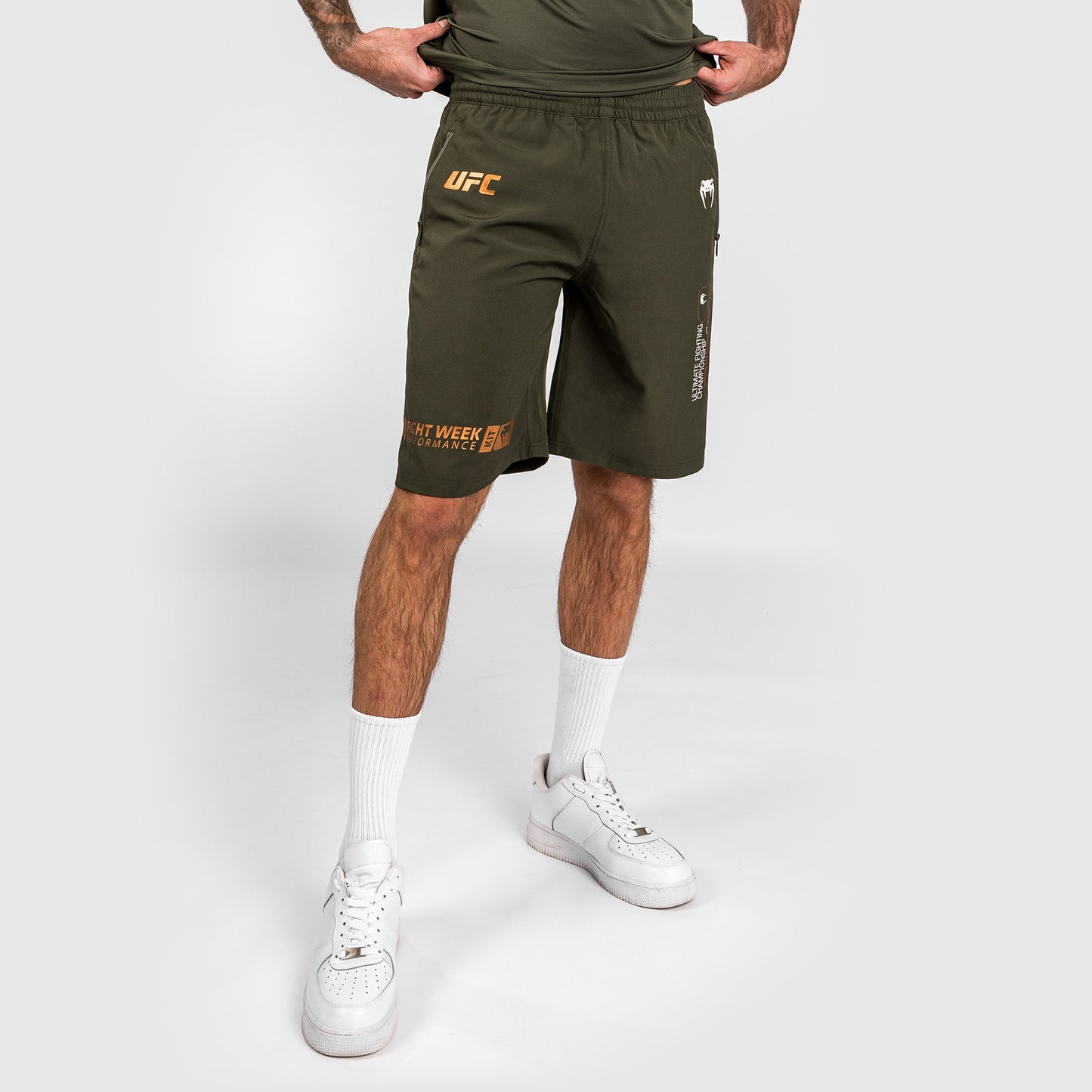 UFC Adrenaline by Venum Fight Week Pantalones cortos de alto rendimiento para Hombre - Caqui/Bronce