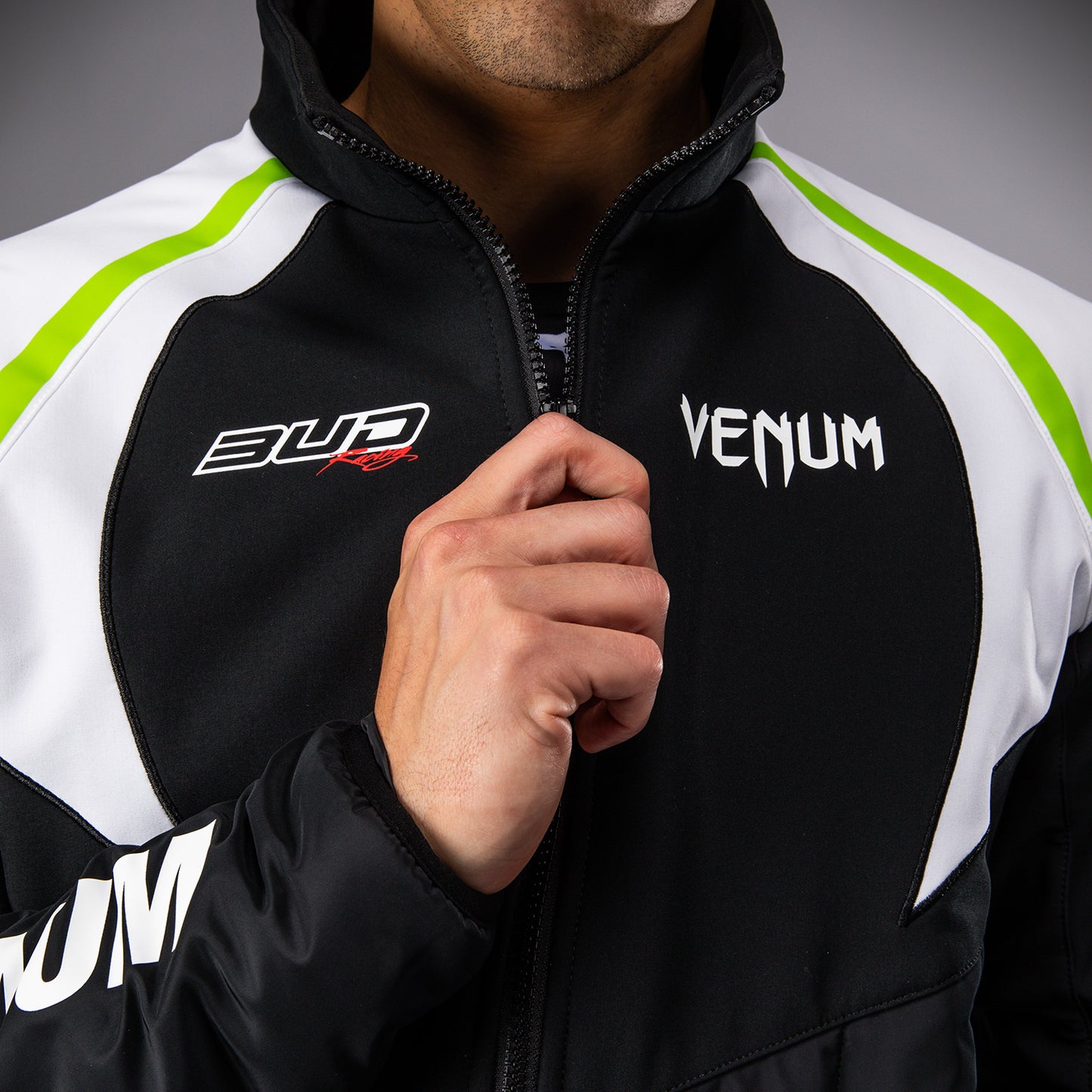 Venum x Bud Racing Chaqueta para Hombre - Negro/Blanco/Verde lima