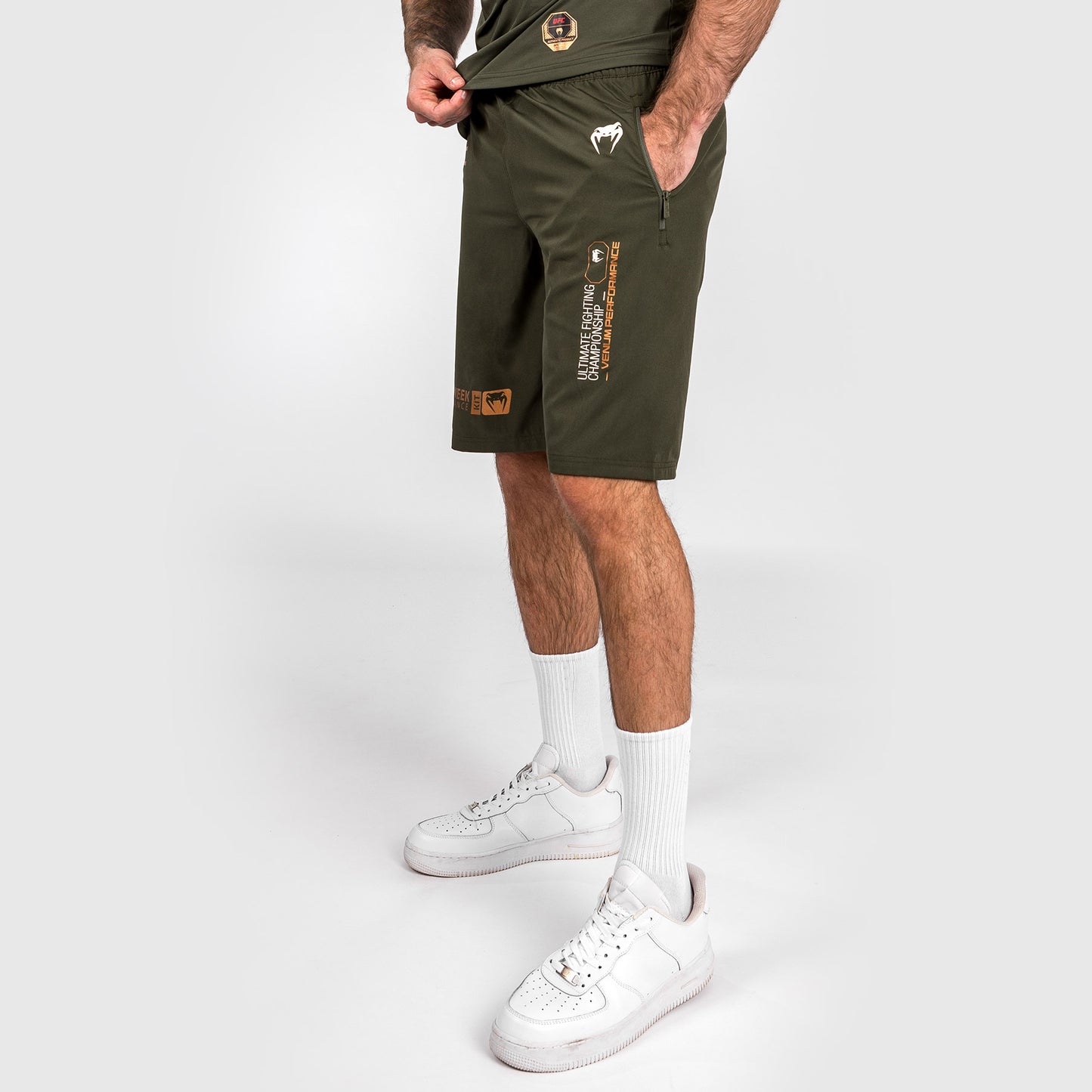 UFC Adrenaline by Venum Fight Week Pantalones cortos de alto rendimiento para Hombre - Caqui/Bronce