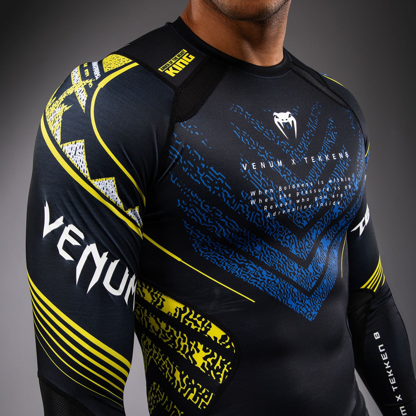 Venum x TEKKEN 8 Rashguard Manga Larga King - Negro/Amarillo
