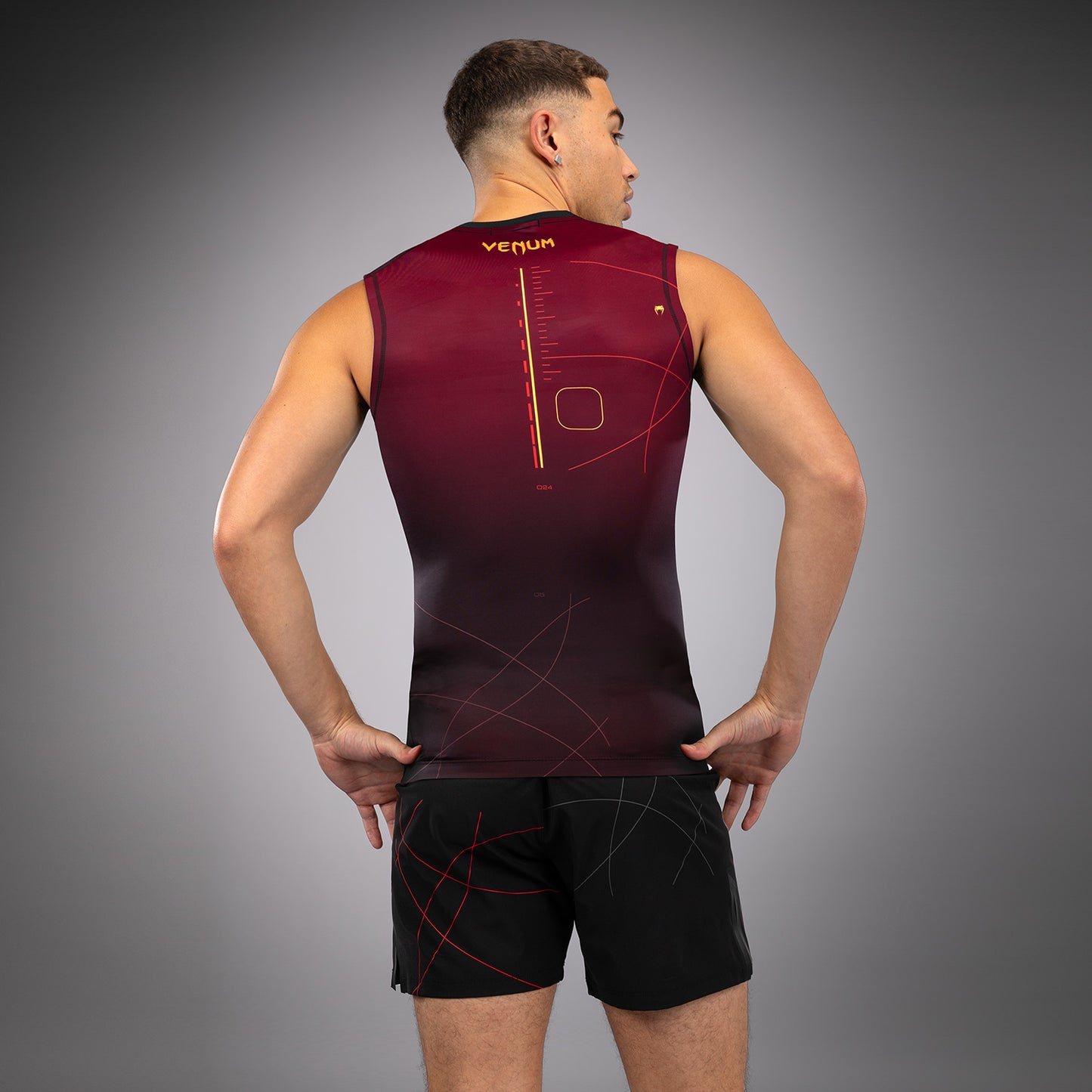 Venum Tactical XT Lycra sin mangas para hombre - Negra/Burdeos/Oro