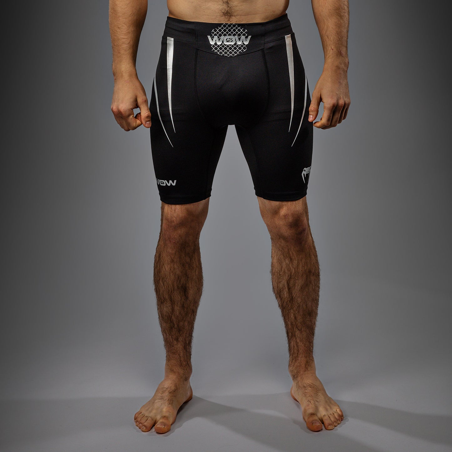 Venum x WOW FC Pantalones Vale Tudo para Hombre - Negro/Gris Plateado