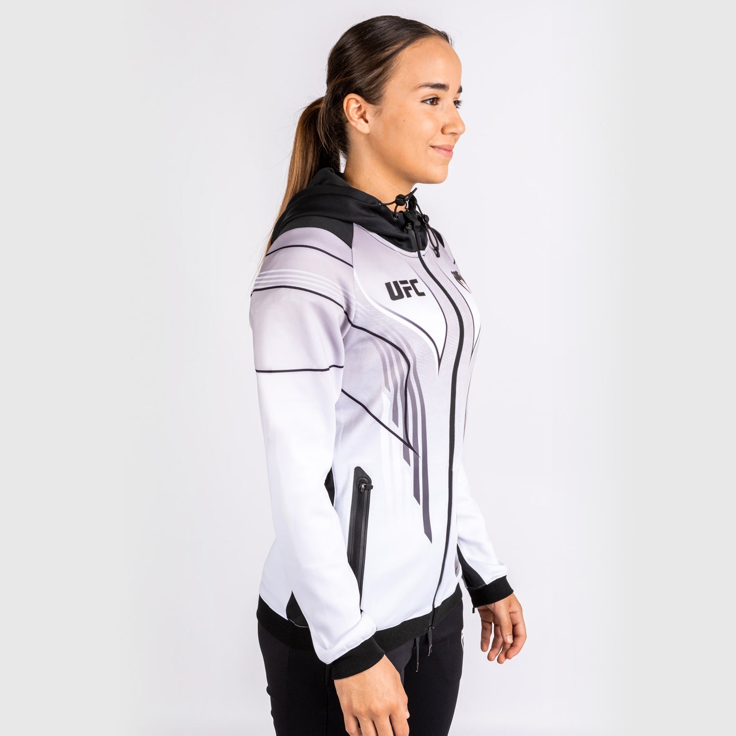 Sudadera con capucha personalizada UFC Venum Authentic Fight Night 2.0 para mujer - Blanco