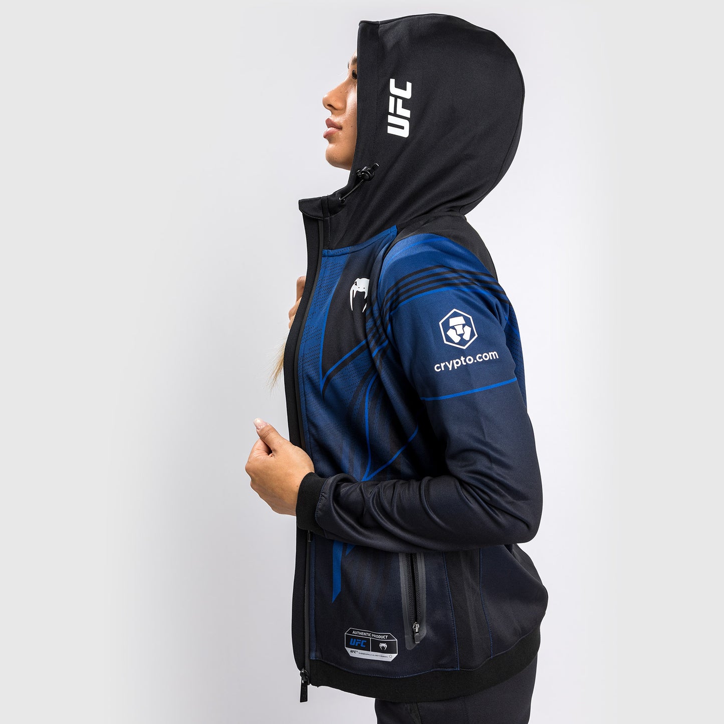 Sudadera con capucha Walkout para mujer UFC Venum Authentic Fight Night 2.0 - Midnight Edition