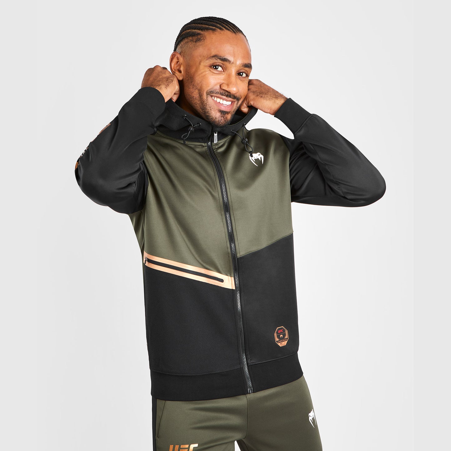 UFC Adrenaline by Venum Fight Week Sudadera con capucha y cremallera para Hombre - Caqui/Bronce