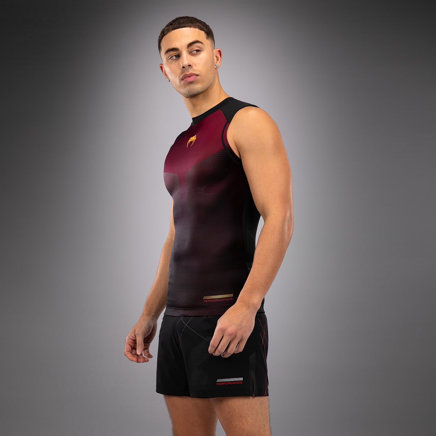 Venum Tactical XT Lycra sin mangas para hombre - Negra/Burdeos/Oro