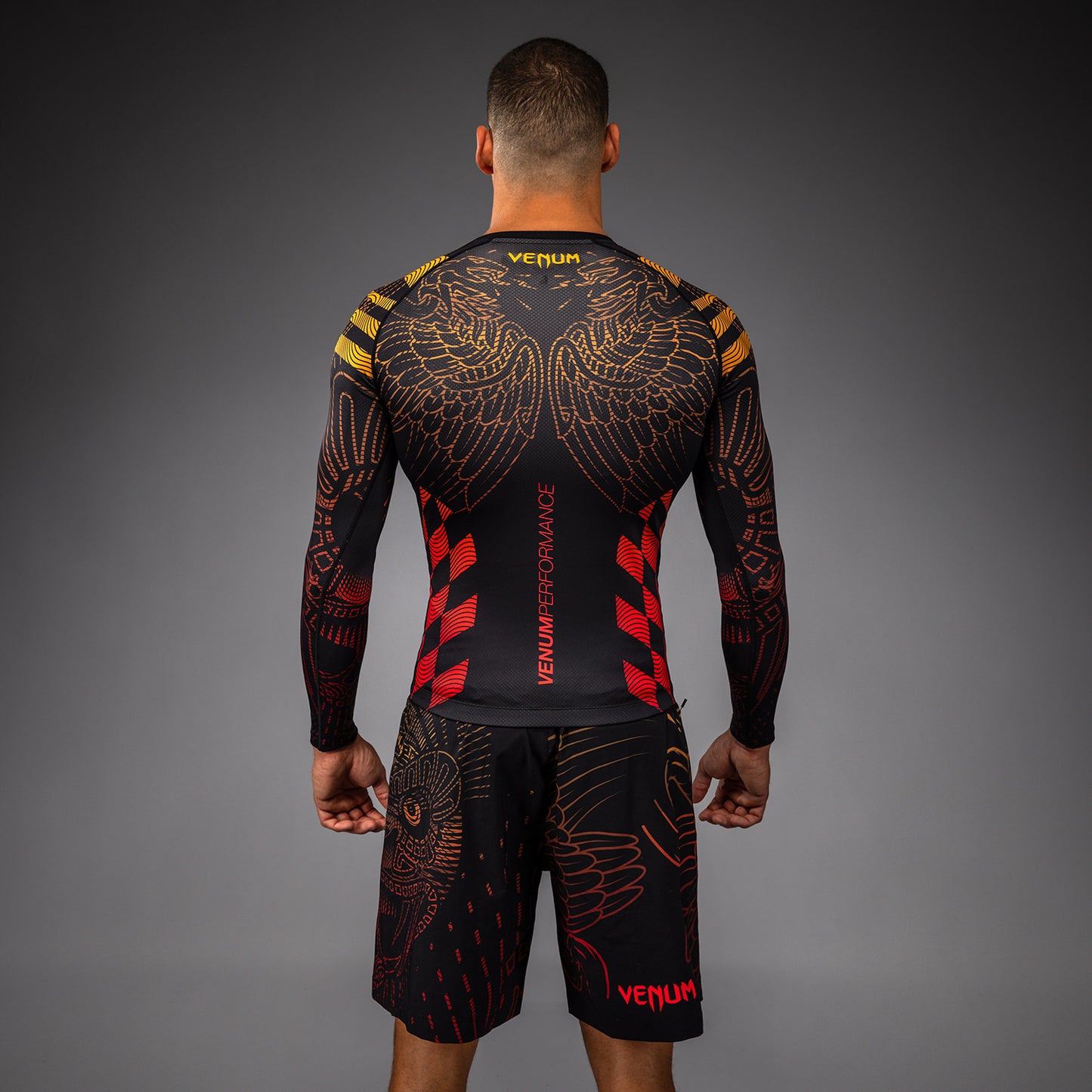 Venum Quetzal Fury Rashguard De Manga Larga - Negro/Fury Rojo/Mandarina