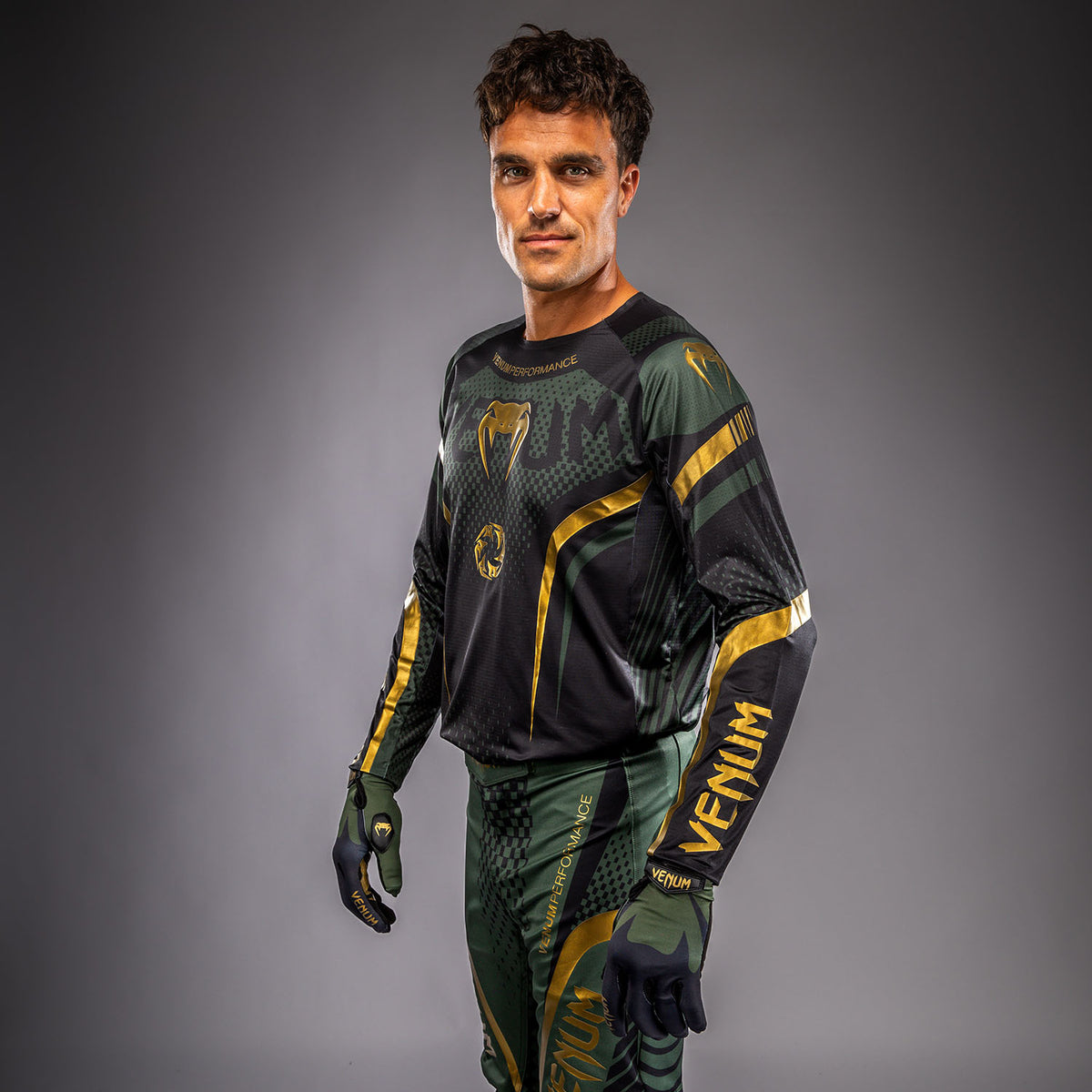 Venum MX Challenger Camiseta de Motorsports - Negro/Verde/Dorado