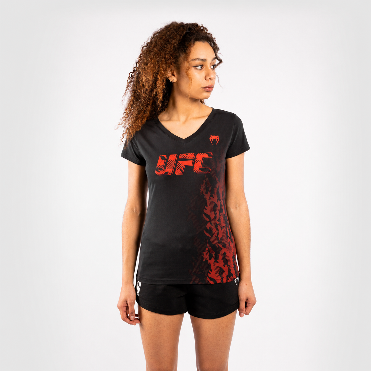 Camiseta De Algodón Manga Corta Para Mujer UFC Venum Authentic Fight Week - Negro