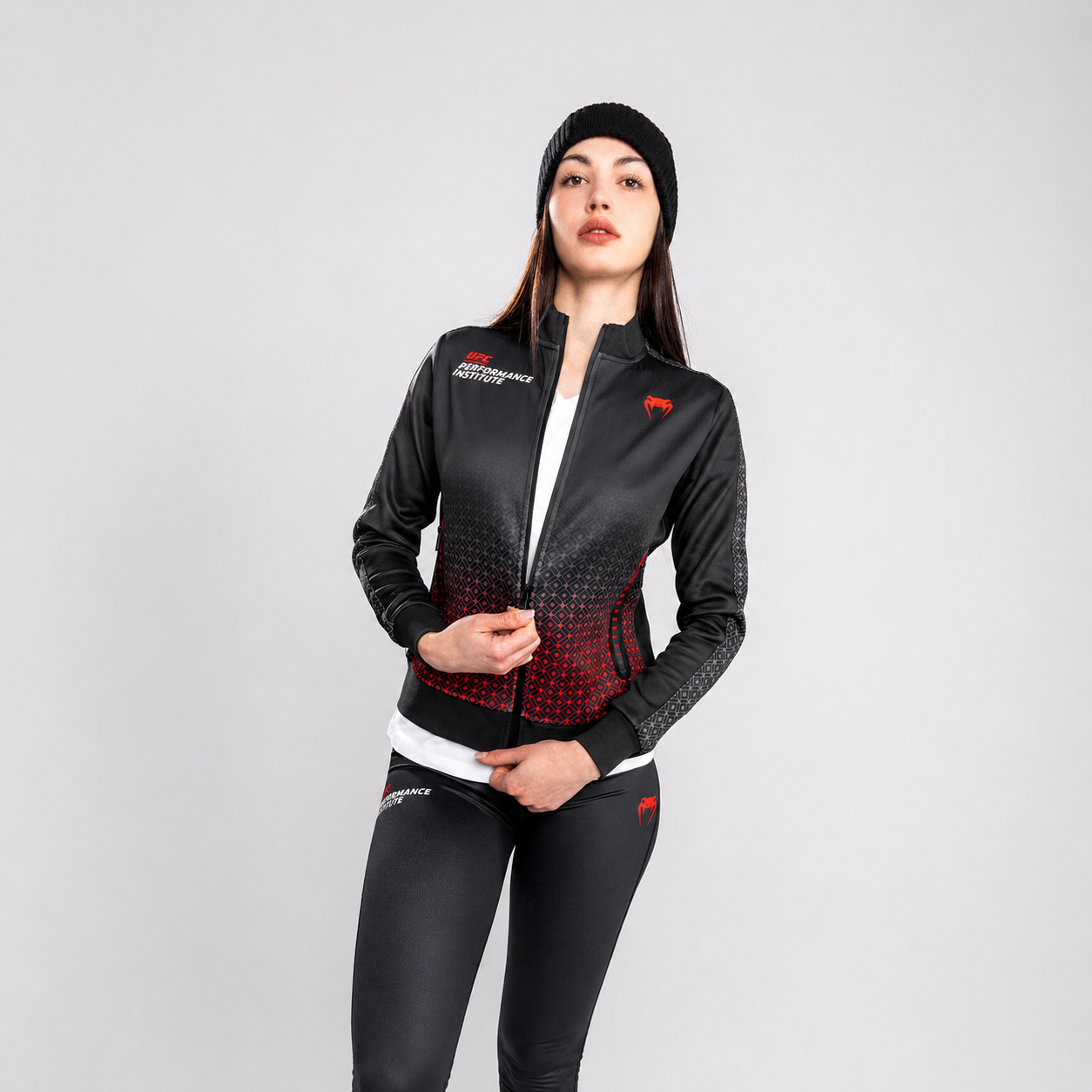Chaqueta Venum UFC Performance Institute - Para mujer - Negro/Rojo