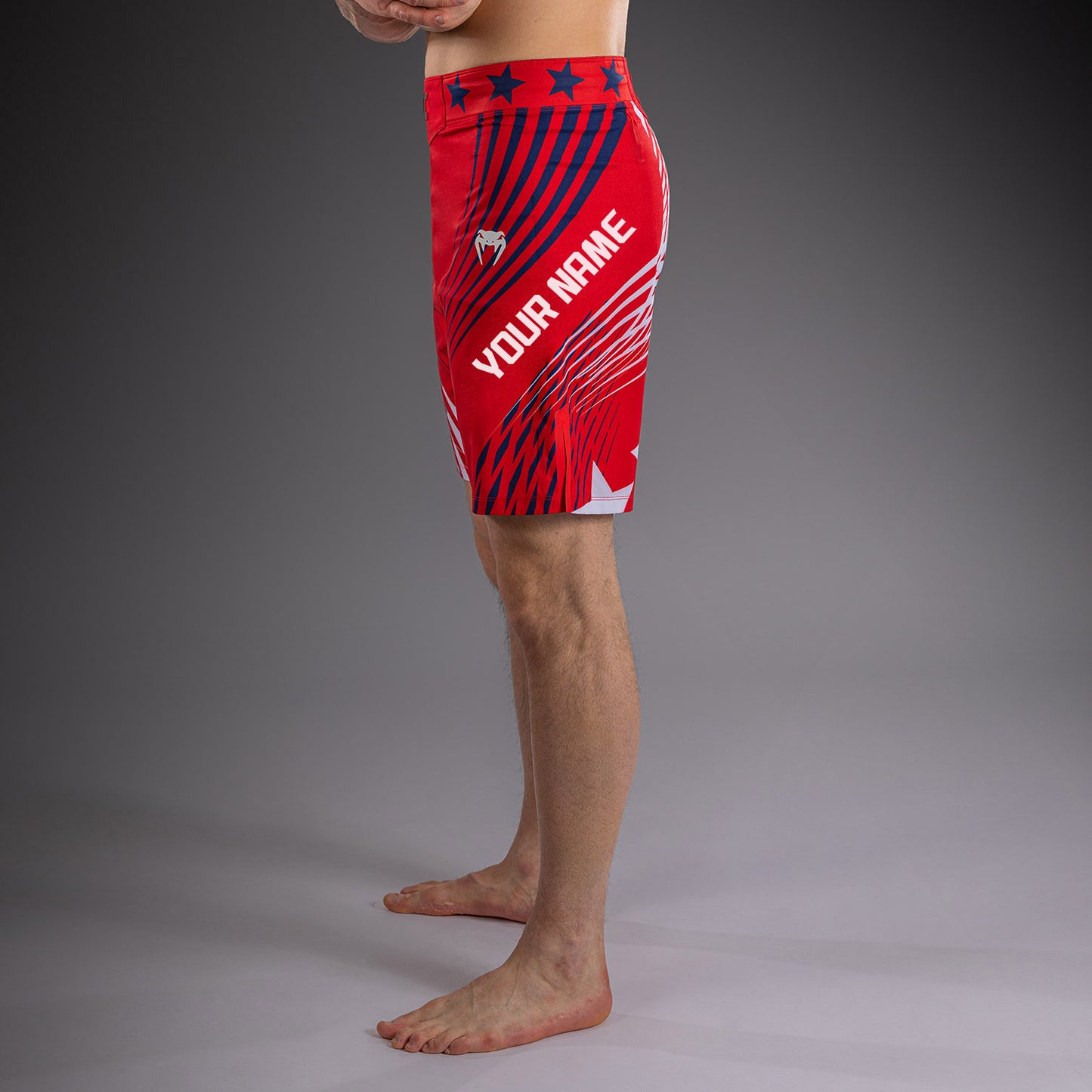 Official UFC Freedom 250 by Venum Personalizado Authentic Fight Night Fight Shorts de ajuste largo para hombre - Rojo