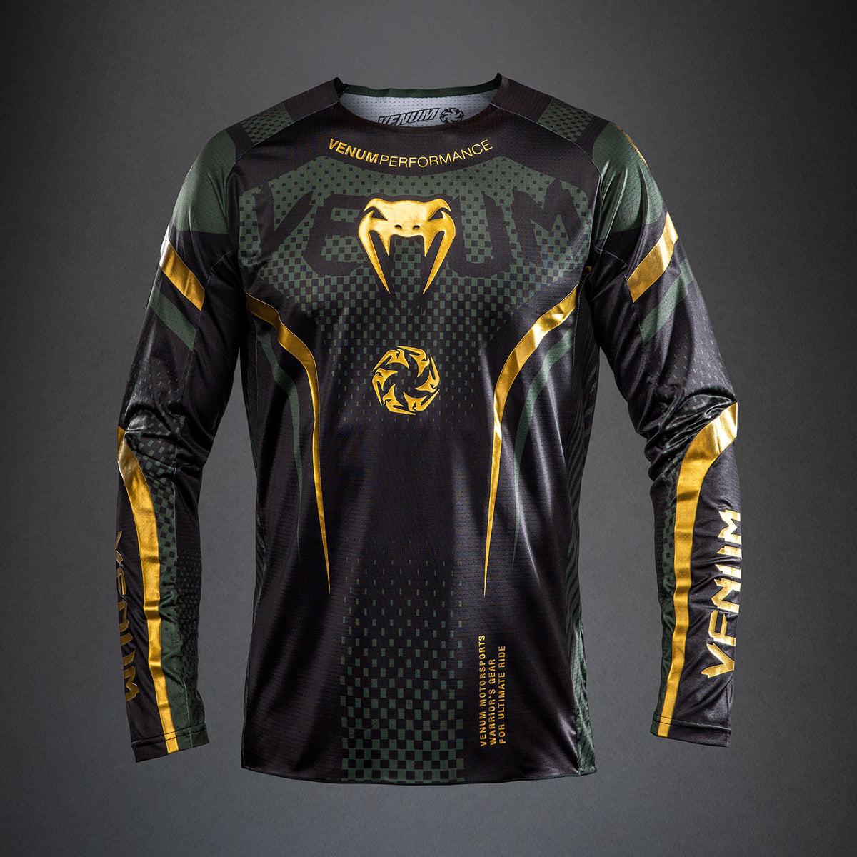 Venum MX Challenger Camiseta de Motorsports - Negro/Verde/Dorado