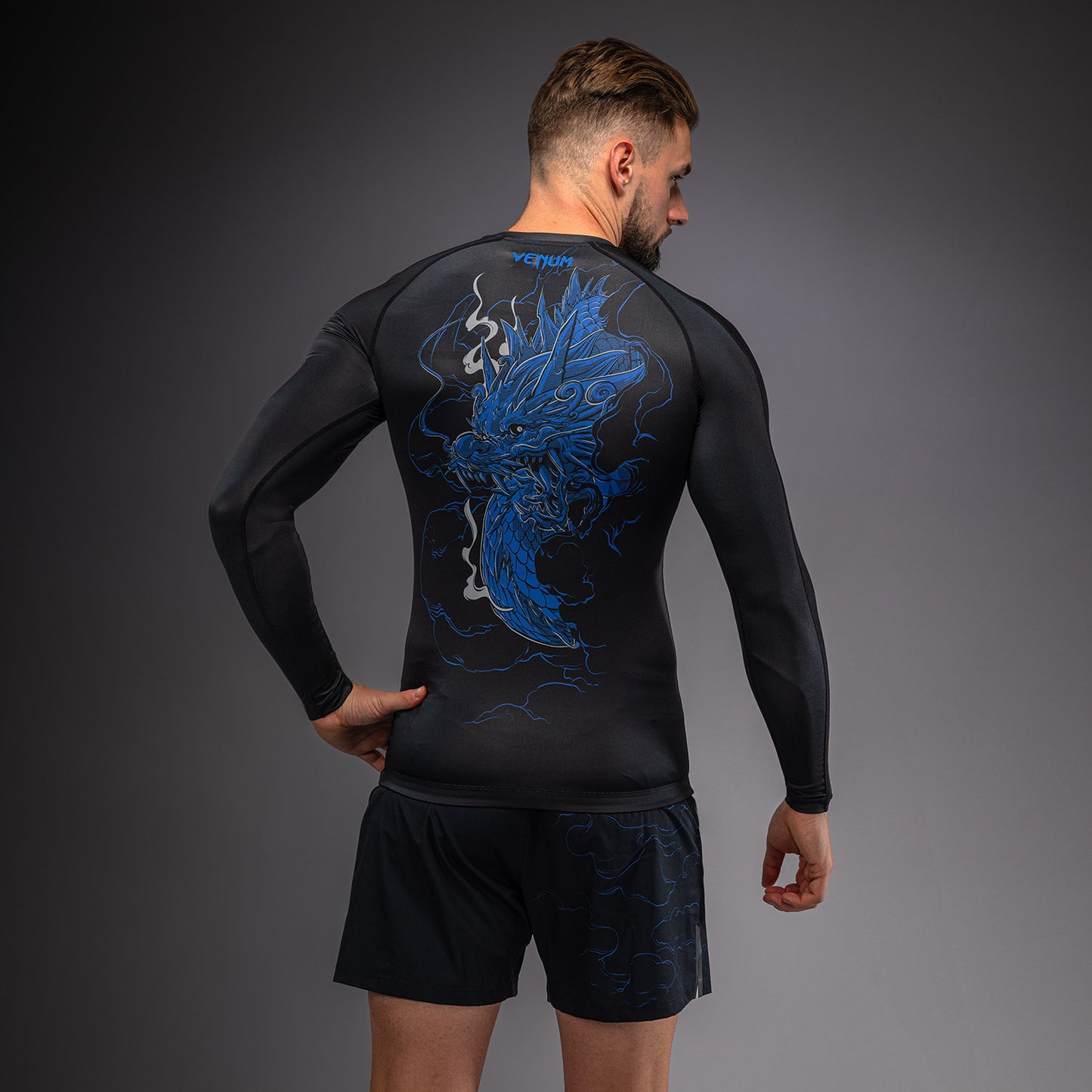 Venum Thunder Dragon Rashguard Manga Larga – Negro/Azul Real