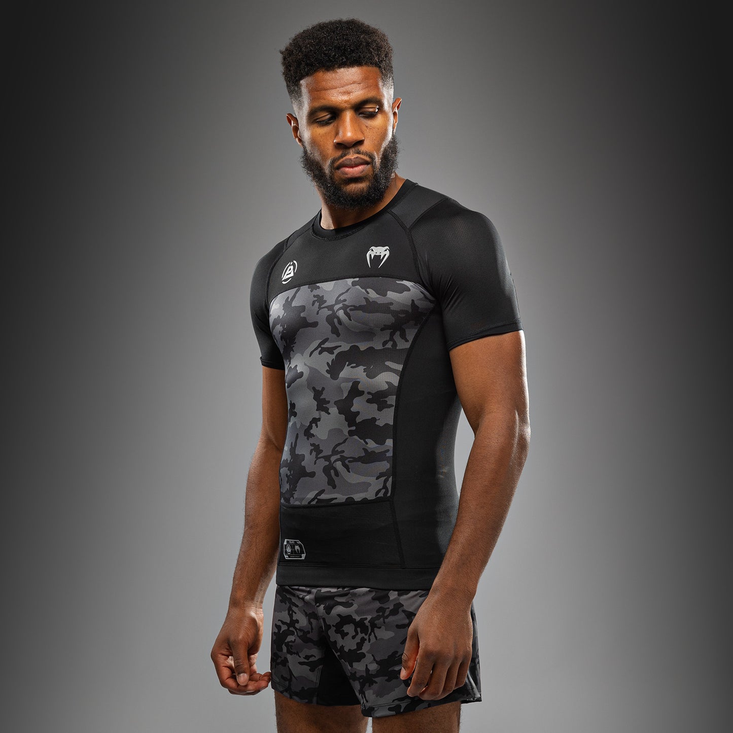Venum x Polaris Camiseta de Manga Corta Rashguard - Negro/Gris Tormenta