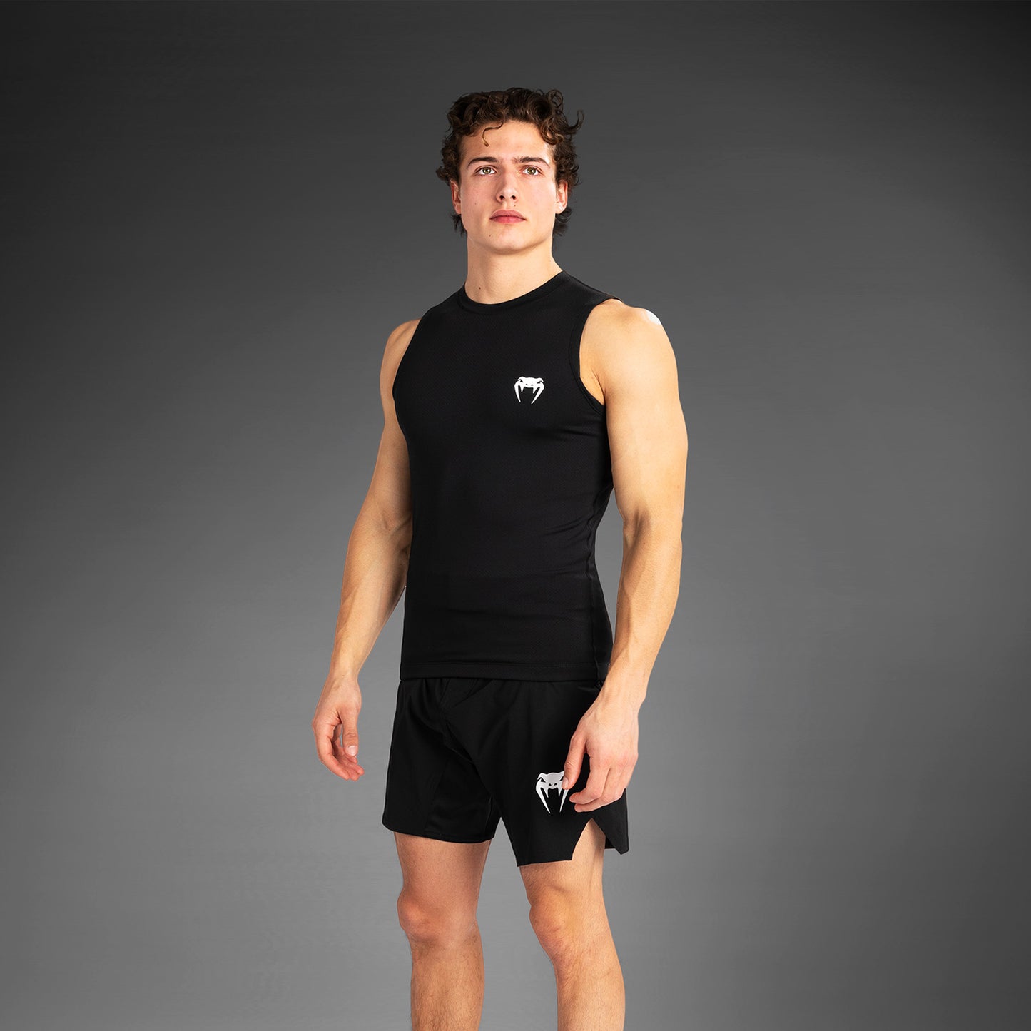 Venum Contender Lycra sin mangas para hombre - Negro/Blanco