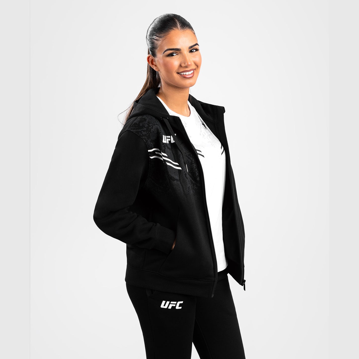 UFC Adrenaline by Venum Replica Sudadera con Capucha y Cremallera para Mujer - Negro