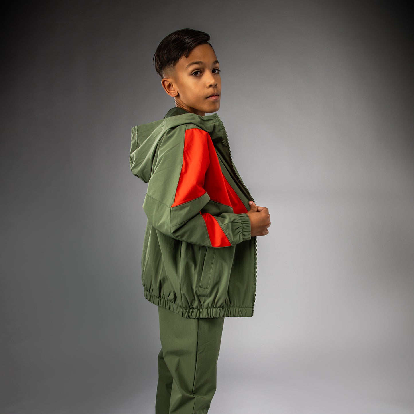 Venum Vectra Chaqueta de Chándal para Niños - Verde Ejército/Naranja