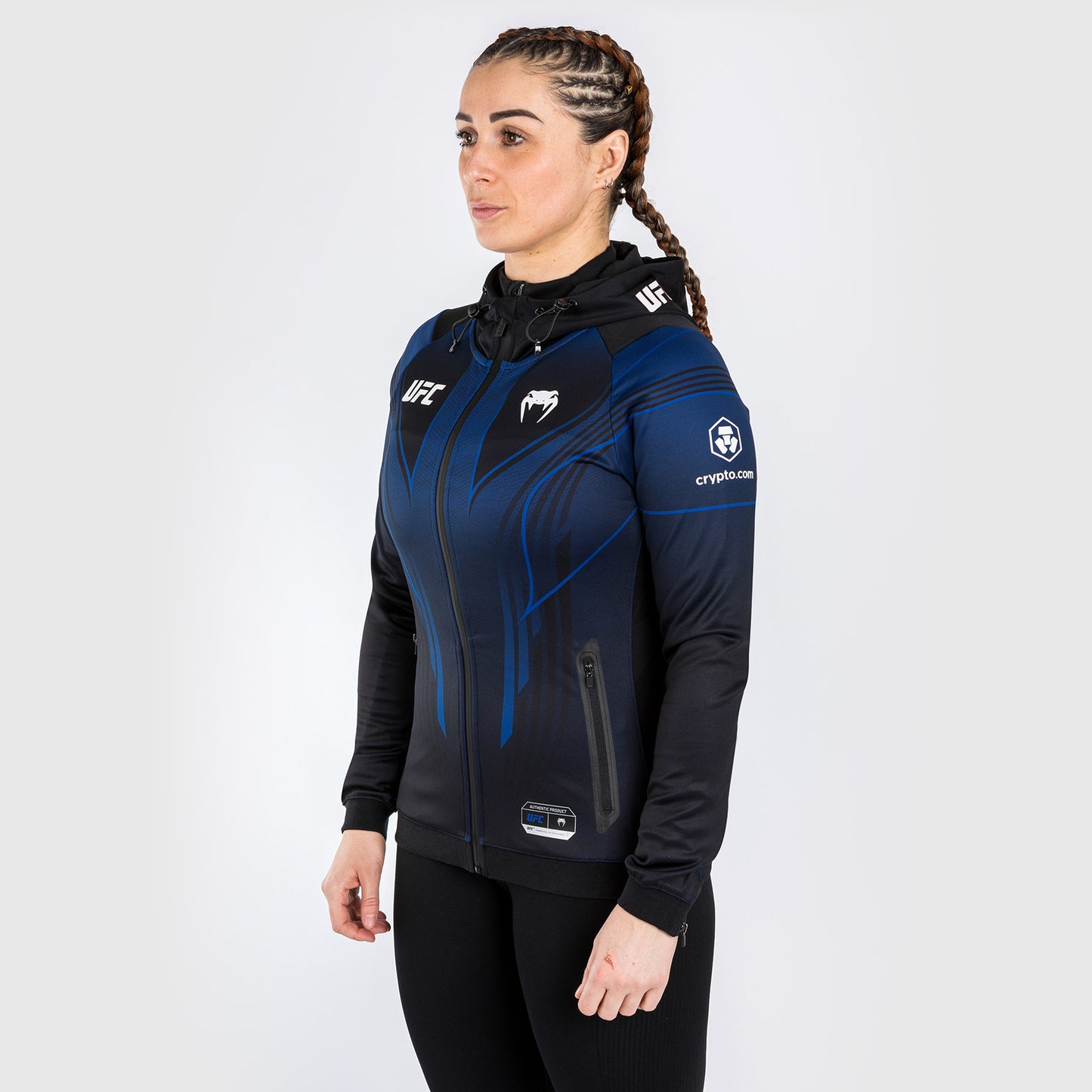 Sudadera con capucha Walkout para mujer UFC Venum Authentic Fight Night 2.0 - Midnight Edition
