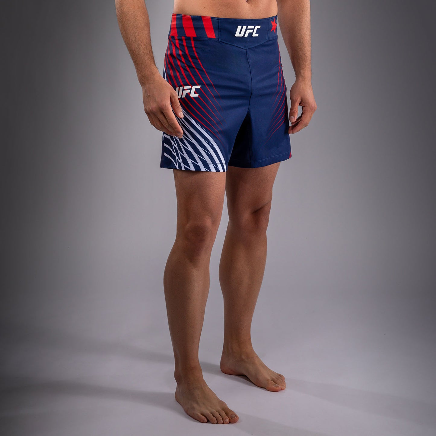 Official UFC Freedom 250 by Venum Personalizado Authentic Fight Night Fight Shorts de ajuste corto para hombre - Azul