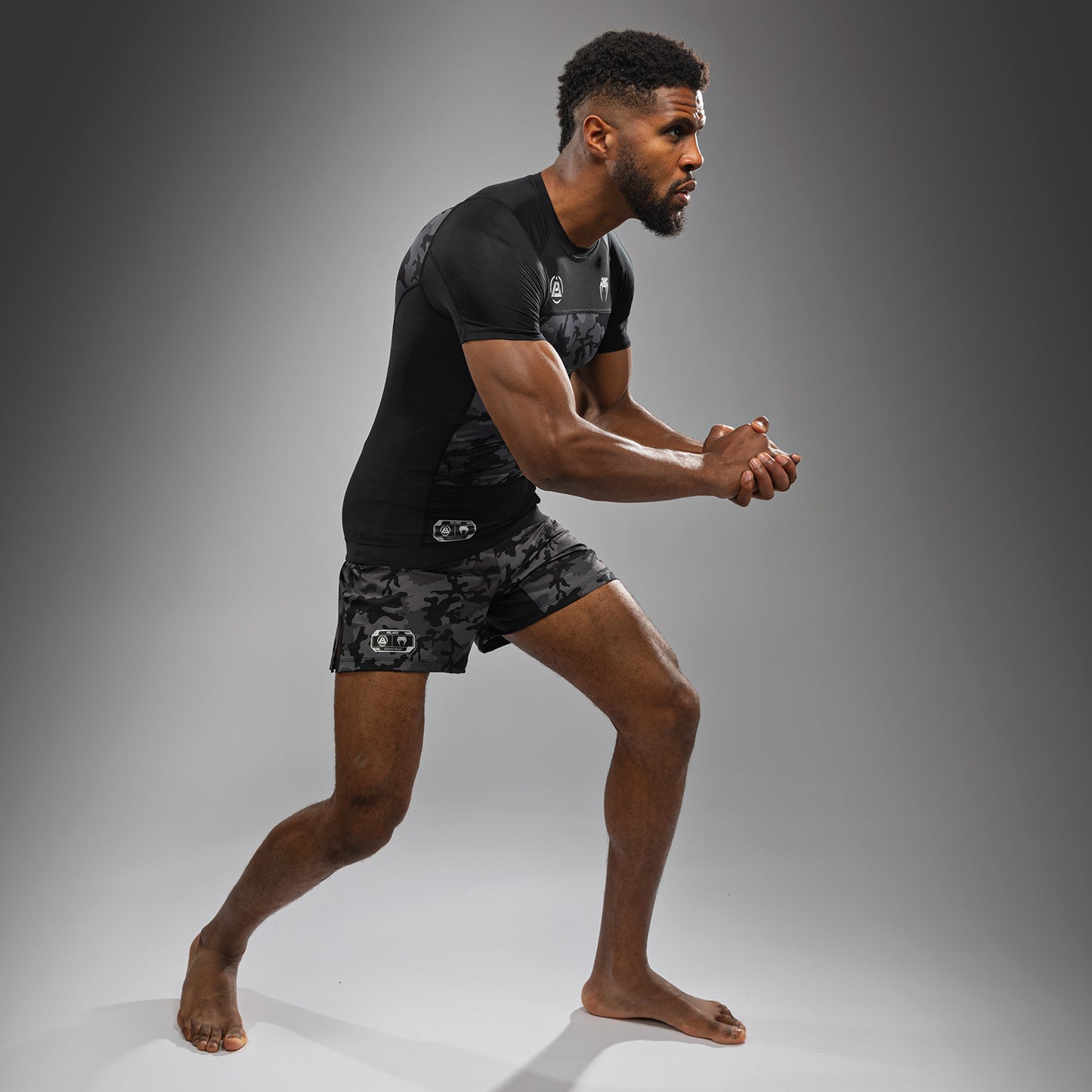 Venum x Polaris Camiseta de Manga Corta Rashguard - Negro/Gris Tormenta