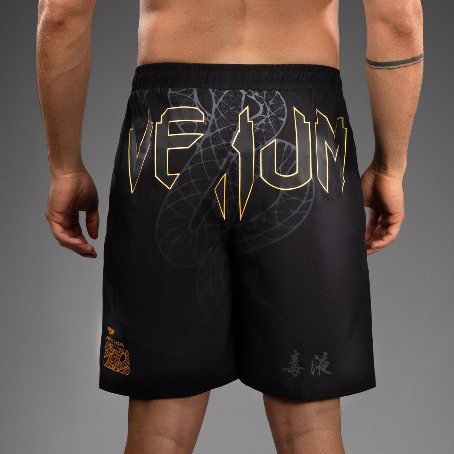 Venum Serpenti Pantalones Cortos de Entrenamiento – Negro/Plata/Dorado