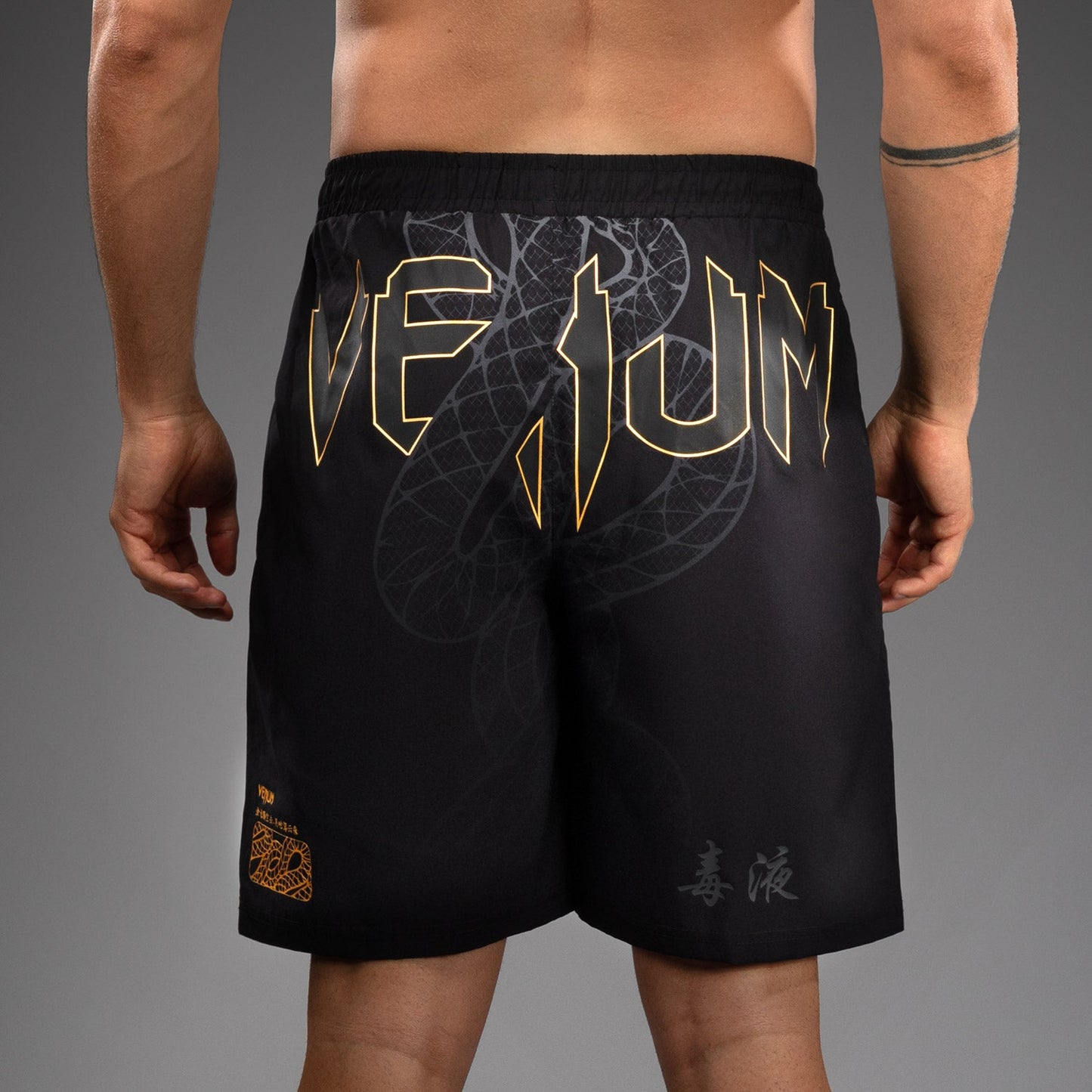 Venum Serpenti Pantalones Cortos de Entrenamiento – Negro/Plata/Dorado