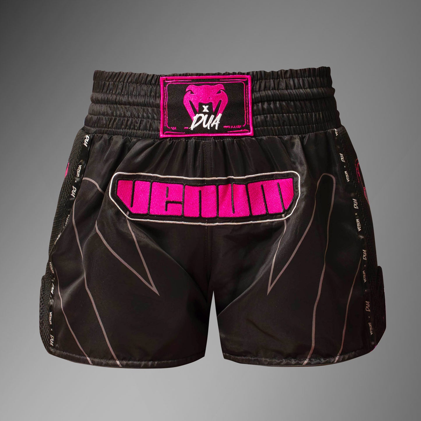 Venum x Dua Muay Thai Pantalones Cortos - Negro/Rosa Fucsia