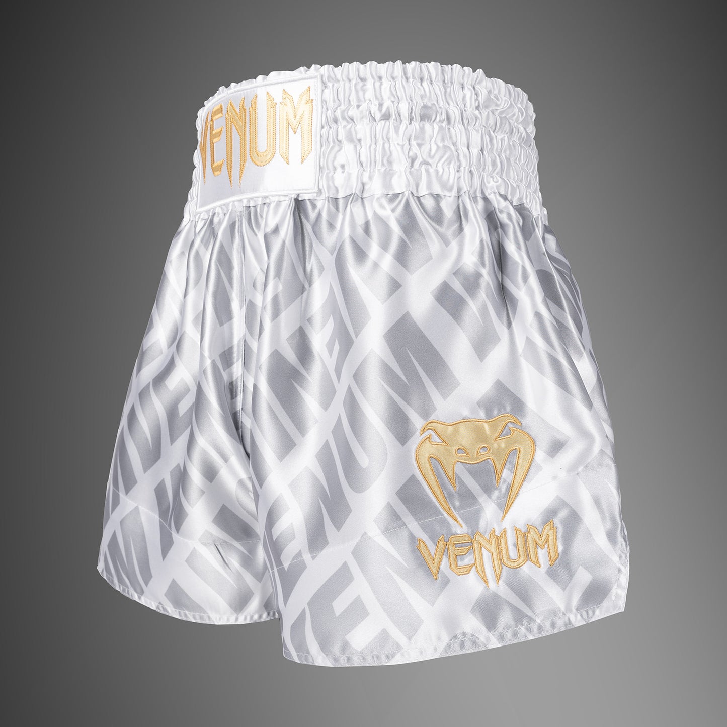 Venum Contender XT Pantalones Cortos Muay Thai – Blanco/Plata