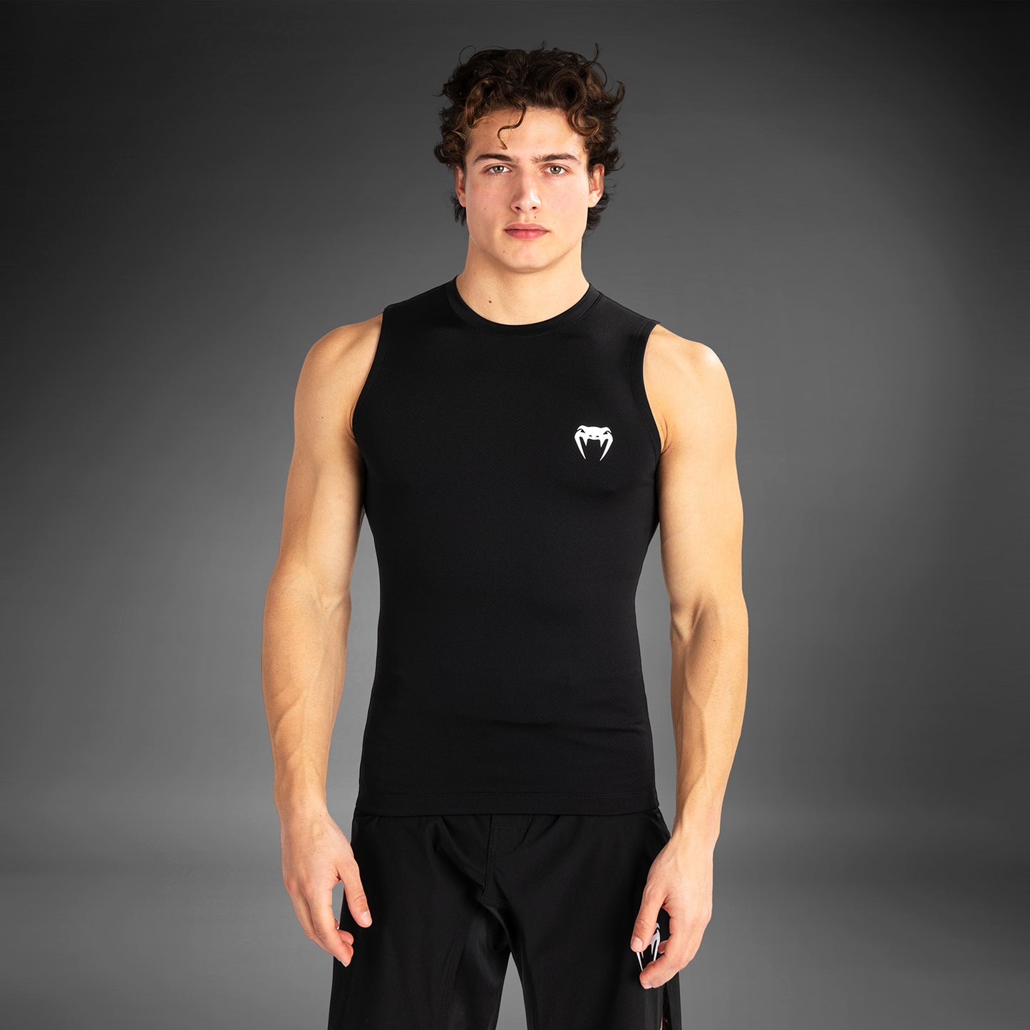 Venum Contender Lycra sin mangas para hombre - Negro/Blanco