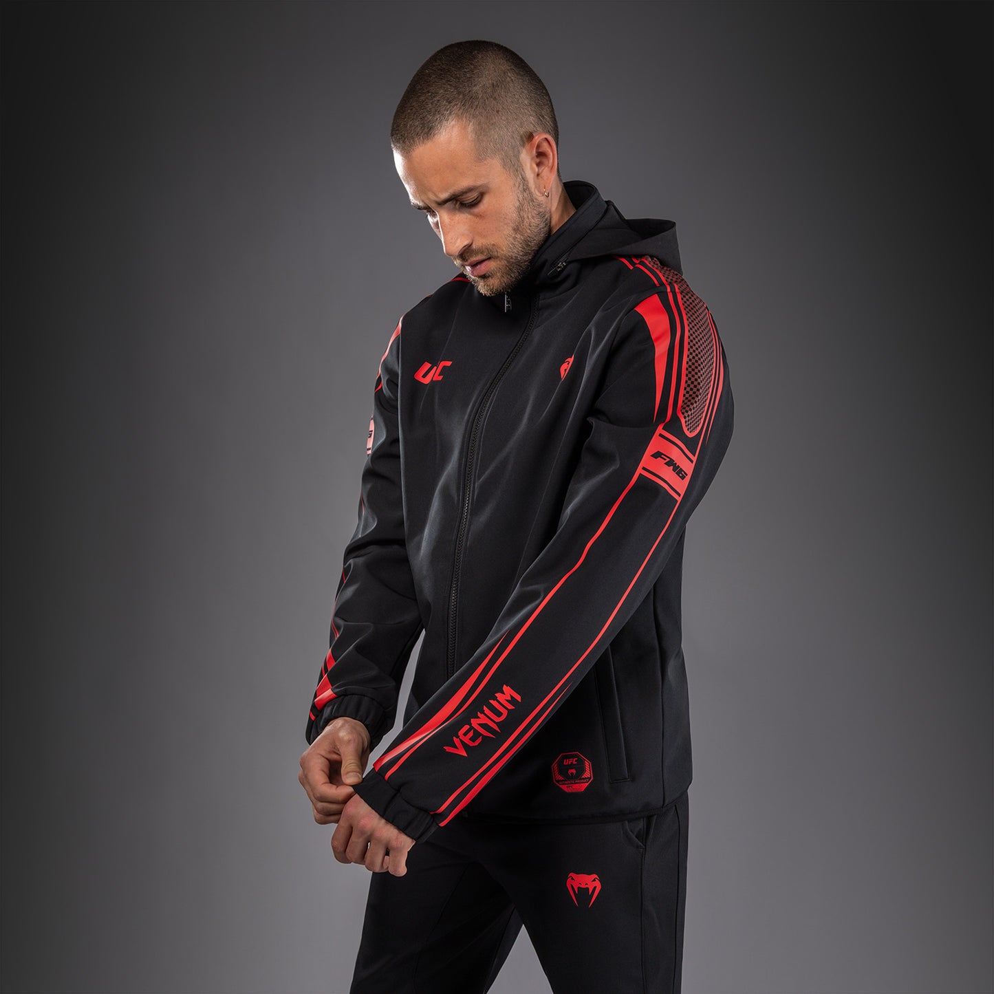 Venum UFC Unity by Venum Authentic Fight Week Sudadera con Capucha y Cremallera para Hombre - Negro