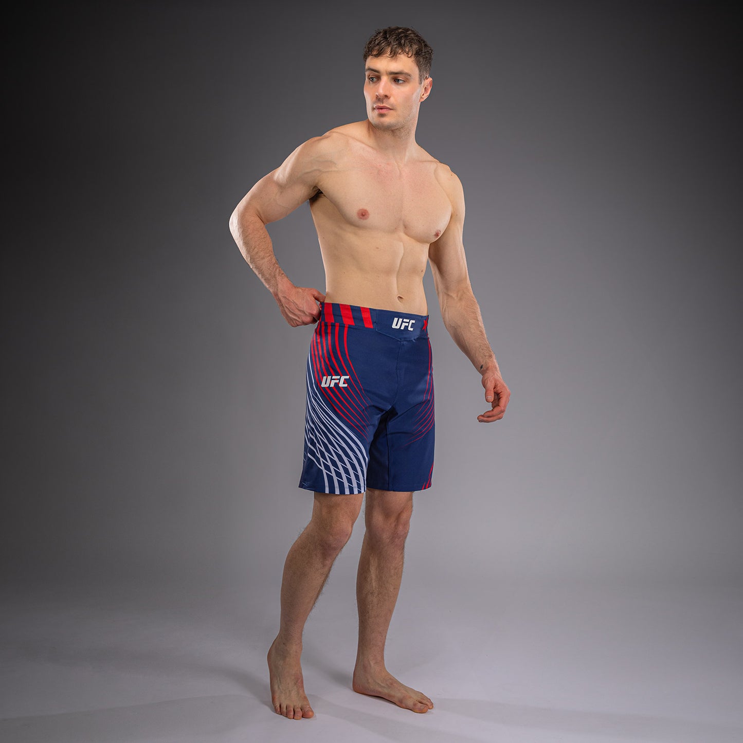 Official UFC Freedom 250 by Venum Authentic Fight Night Fight Shorts de ajuste largo para hombre - Azul