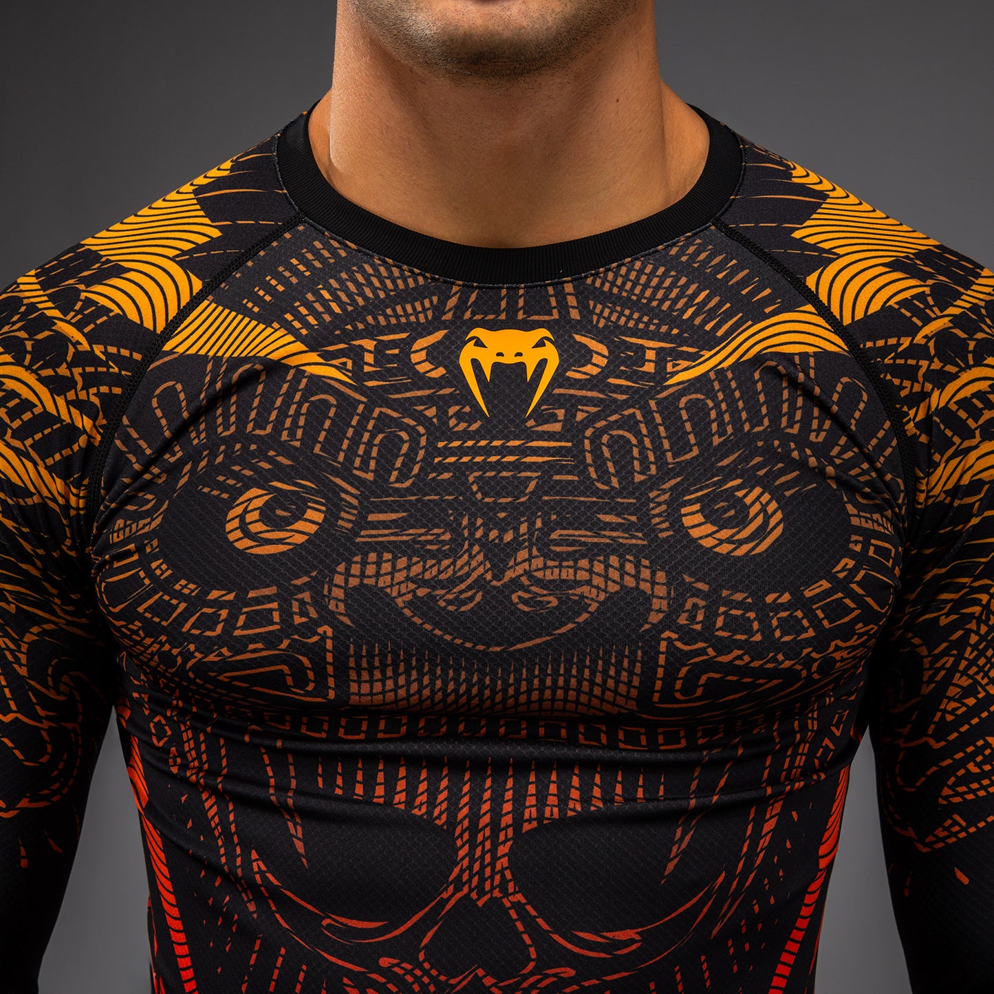 Venum Quetzal Fury Rashguard De Manga Larga - Negro/Fury Rojo/Mandarina