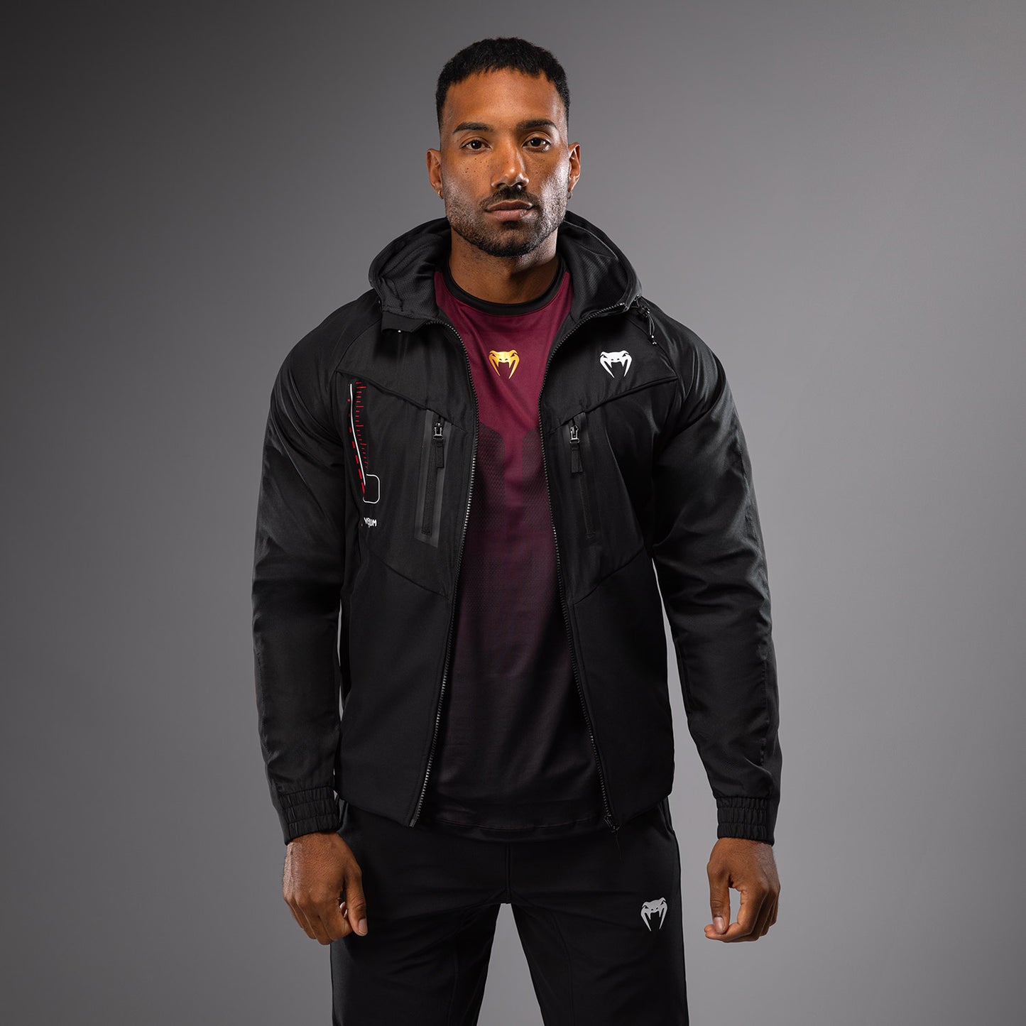 Venum Tactical XT Chaqueta de los hombres de la pista - Negro/fuego rojo