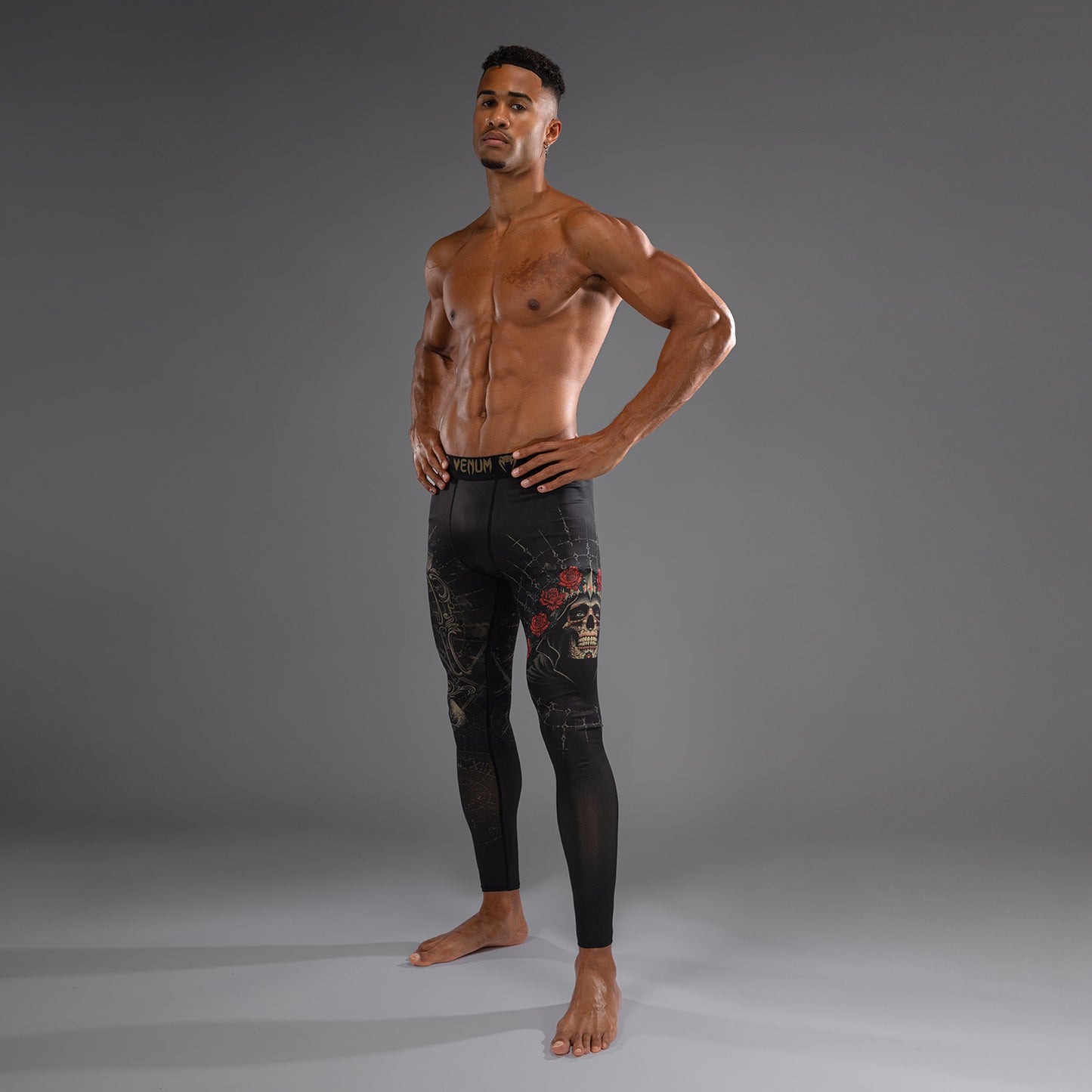 Venum Santa Muerte 5.0 Spats para Hombre - Negro Profundo/Oro
